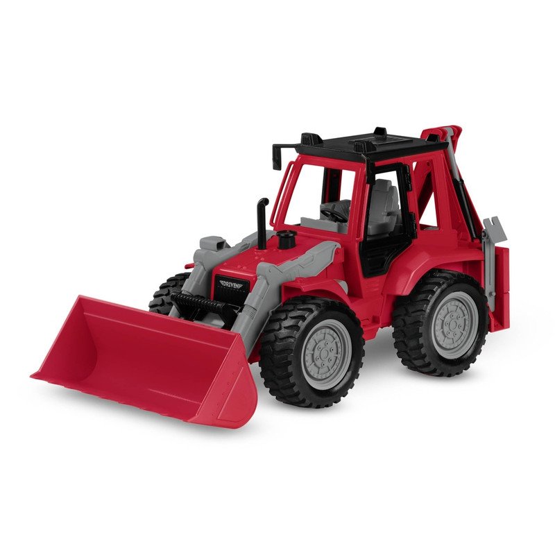 71-Zj-SCu-WBk-L.jpg Driven Backhoe Loader Red Midrange Toy - Image 1