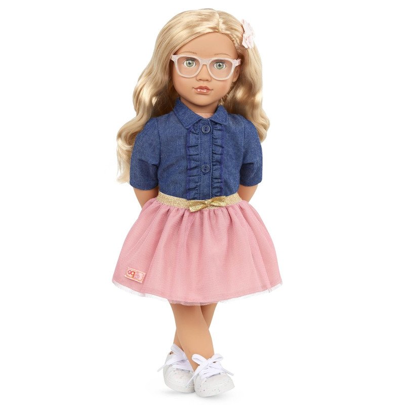 71un-Uz-Ism-L.jpg Our Generation Doll Emily Blonde Denim Skirt - Image 1