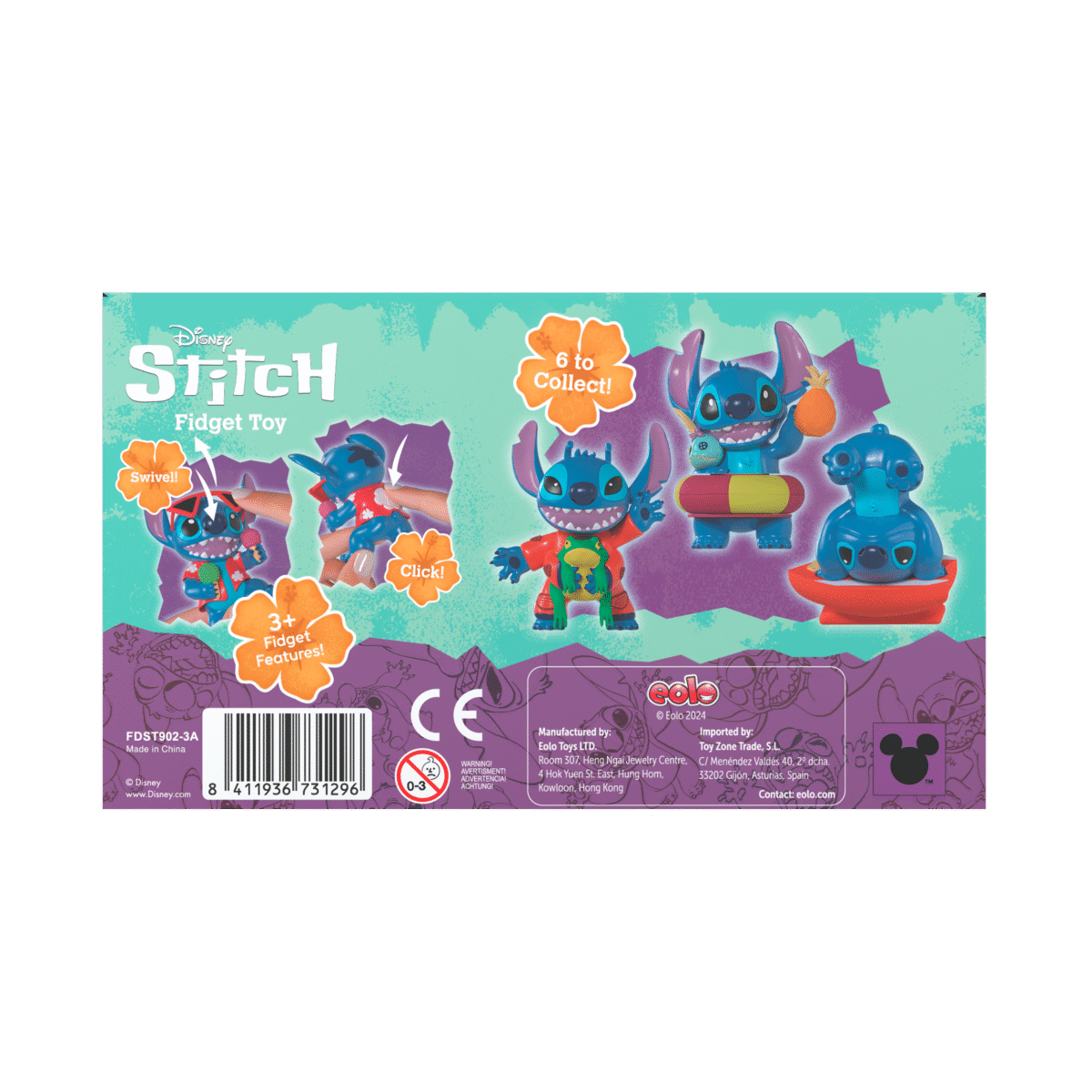 FIDGET STITCH - DISNEY - 3 PCS SET - SURF/ALIEN/SWIMMING - Image 3