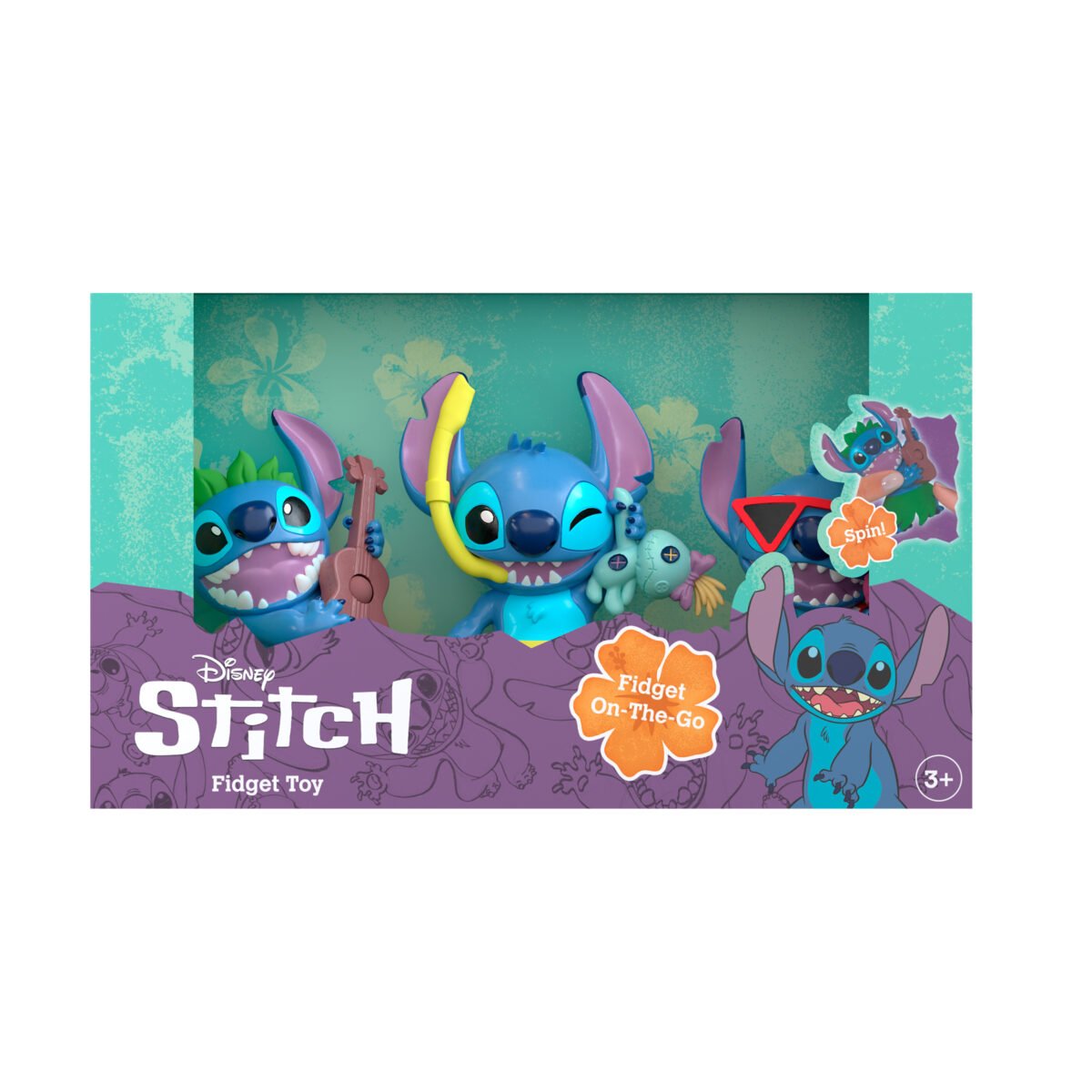 Stitch Fidget_PACK-A_FRONT FIDGET STITCH - DISNEY - 3 PCS SET- HULA/SCUBA/ICE CREAM - Image 1