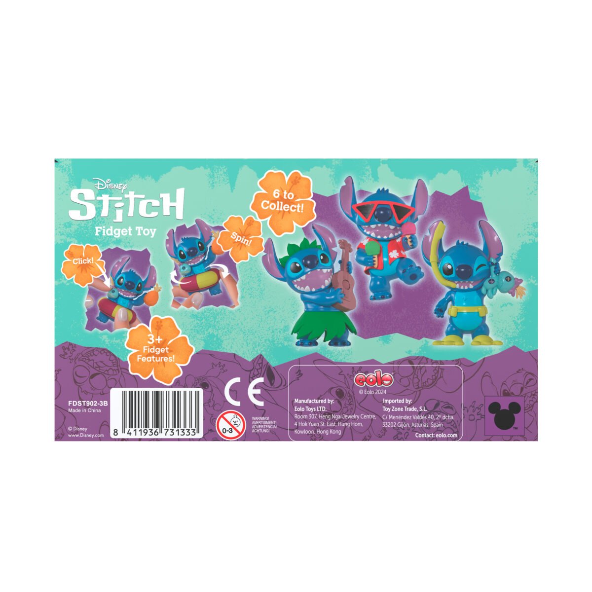 FIDGET STITCH - DISNEY - 3 PCS SET- HULA/SCUBA/ICE CREAM - Image 3