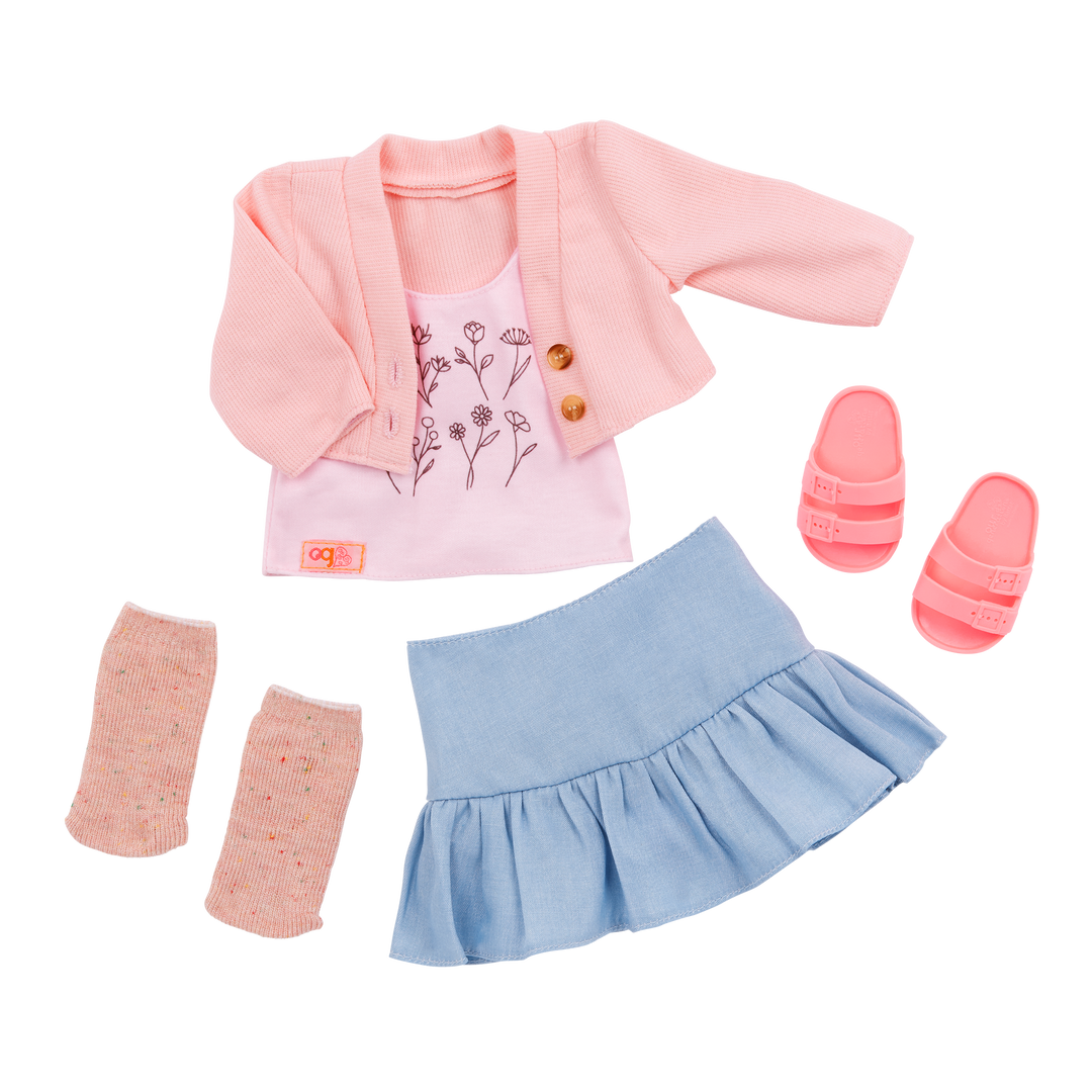 BD30542_PR.png Regular Outfit Pink Sweater w/ Ruffle Skirt - Image 1