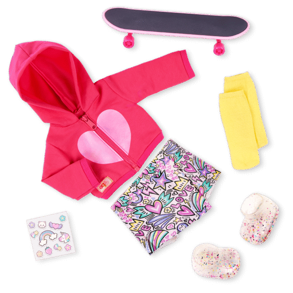 Deluxe Outfit w/ Hoodie and Skateboard