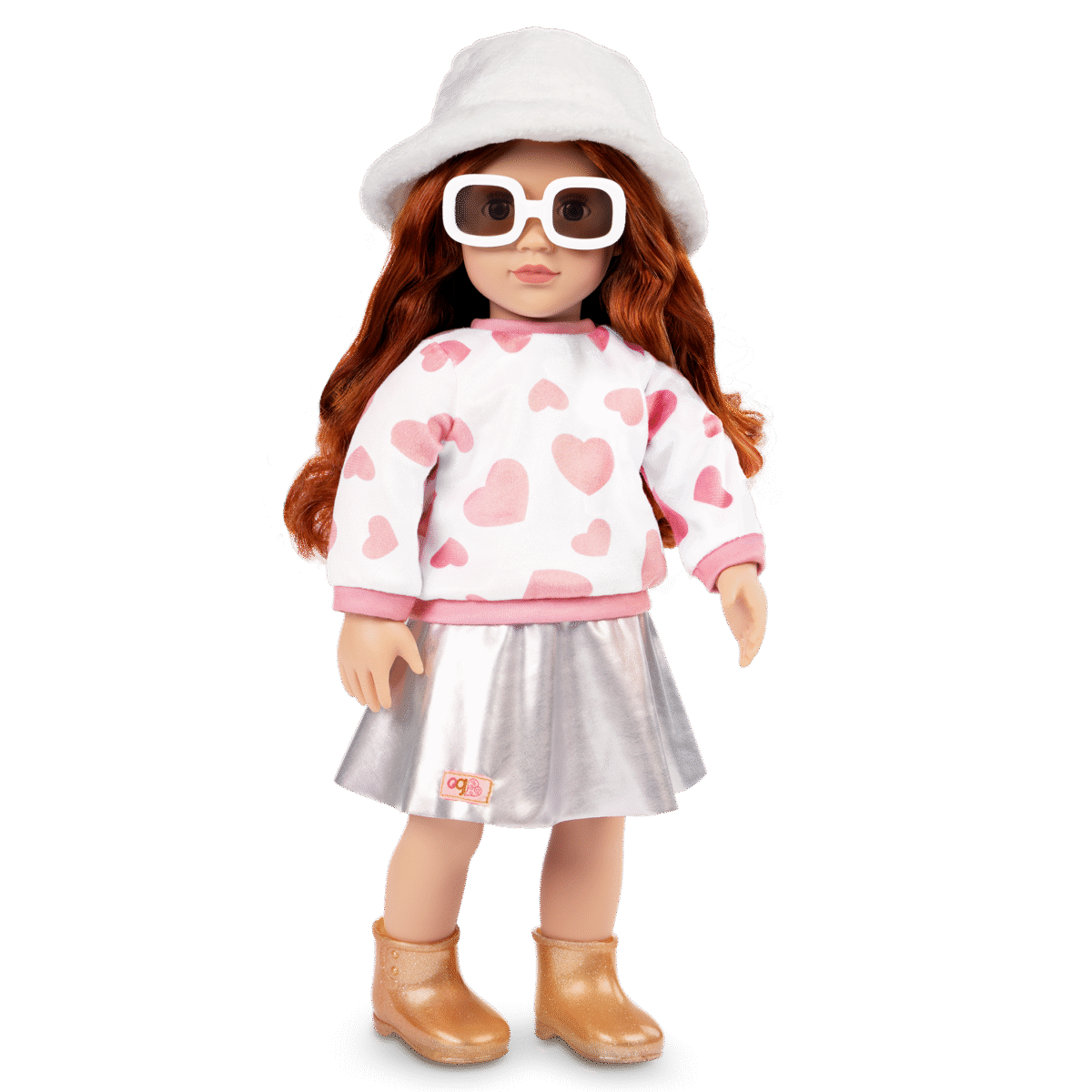 Deluxe Outfit w/ Heart Print Top and Silver Skirt - Image 2