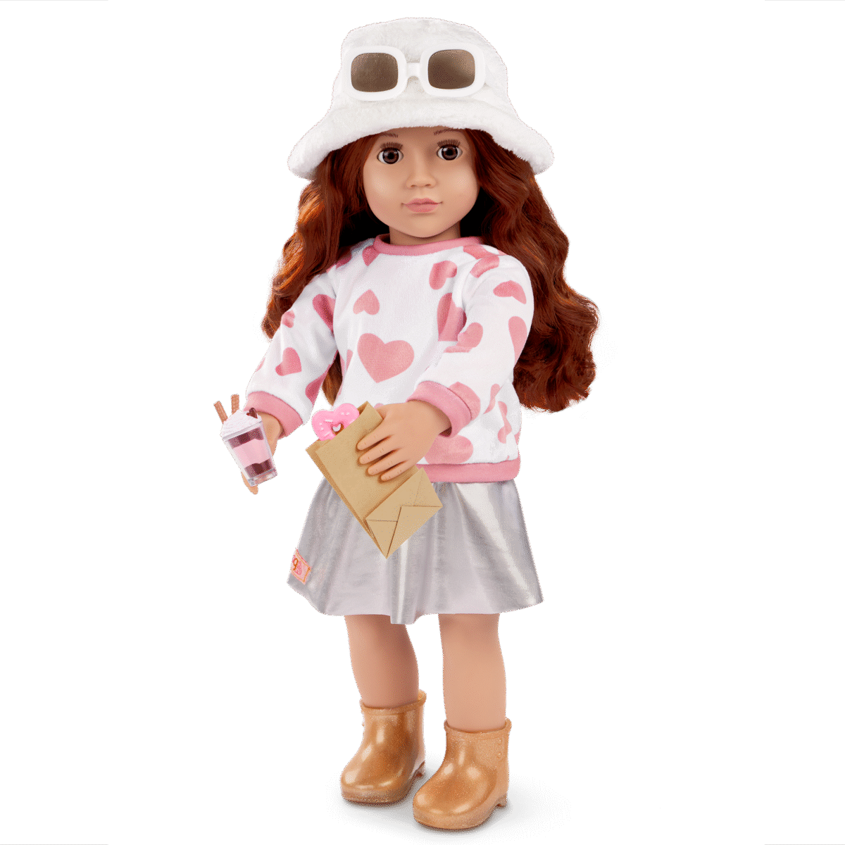 Deluxe Outfit w/ Heart Print Top and Silver Skirt - Image 3