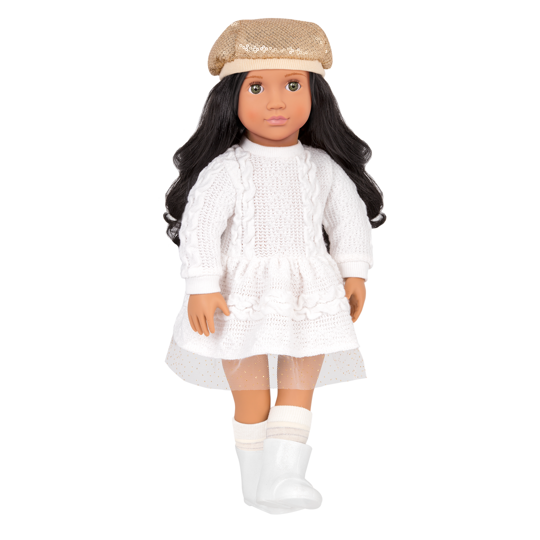 BD31140-Talita-Holiday-Doll-Main_f6fee068-0805-45c0-843f-d2d73296be33.png DOLL WITH DRESS & HAT, TALITA - Image 1