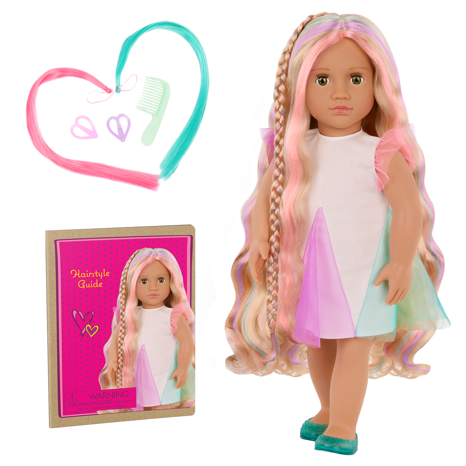 BD31564_PR.png Hairgrow Doll w/Rainbow Colored Hair, Tessie - Image 1