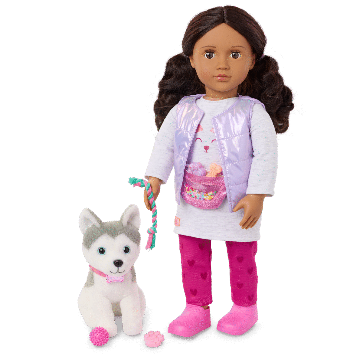 Doll w/ Metallic Vest and Pup, Estella & Evi - Image 3