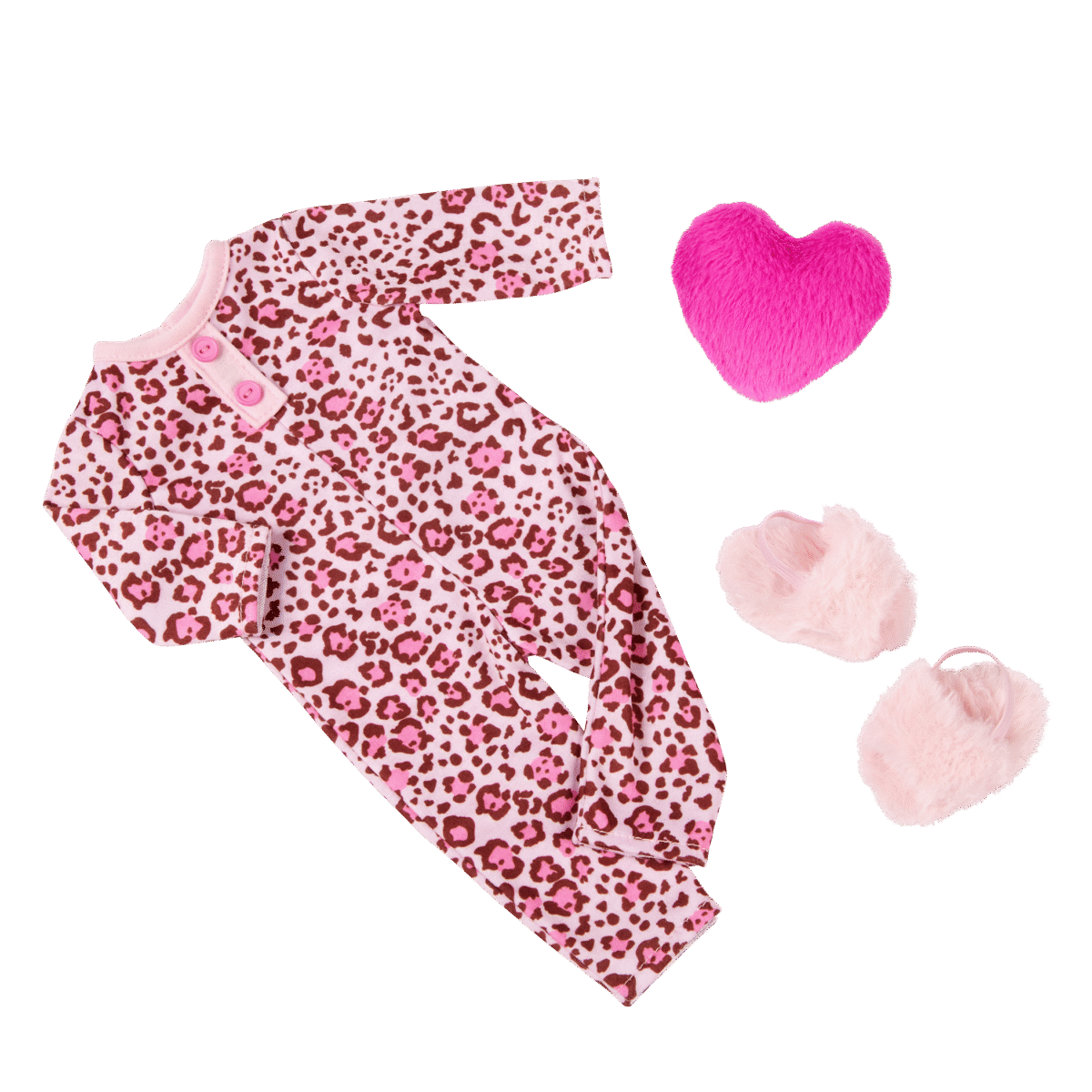 Doll w/ Leopard Pajama & Heart Pillow, Gracia - Image 3