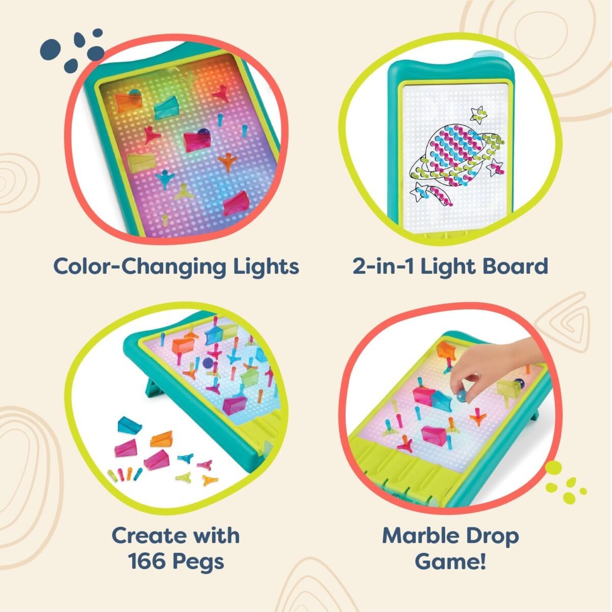 B Toys / Lilluminated pegboard - Light-Up Marble Drop - Image 2