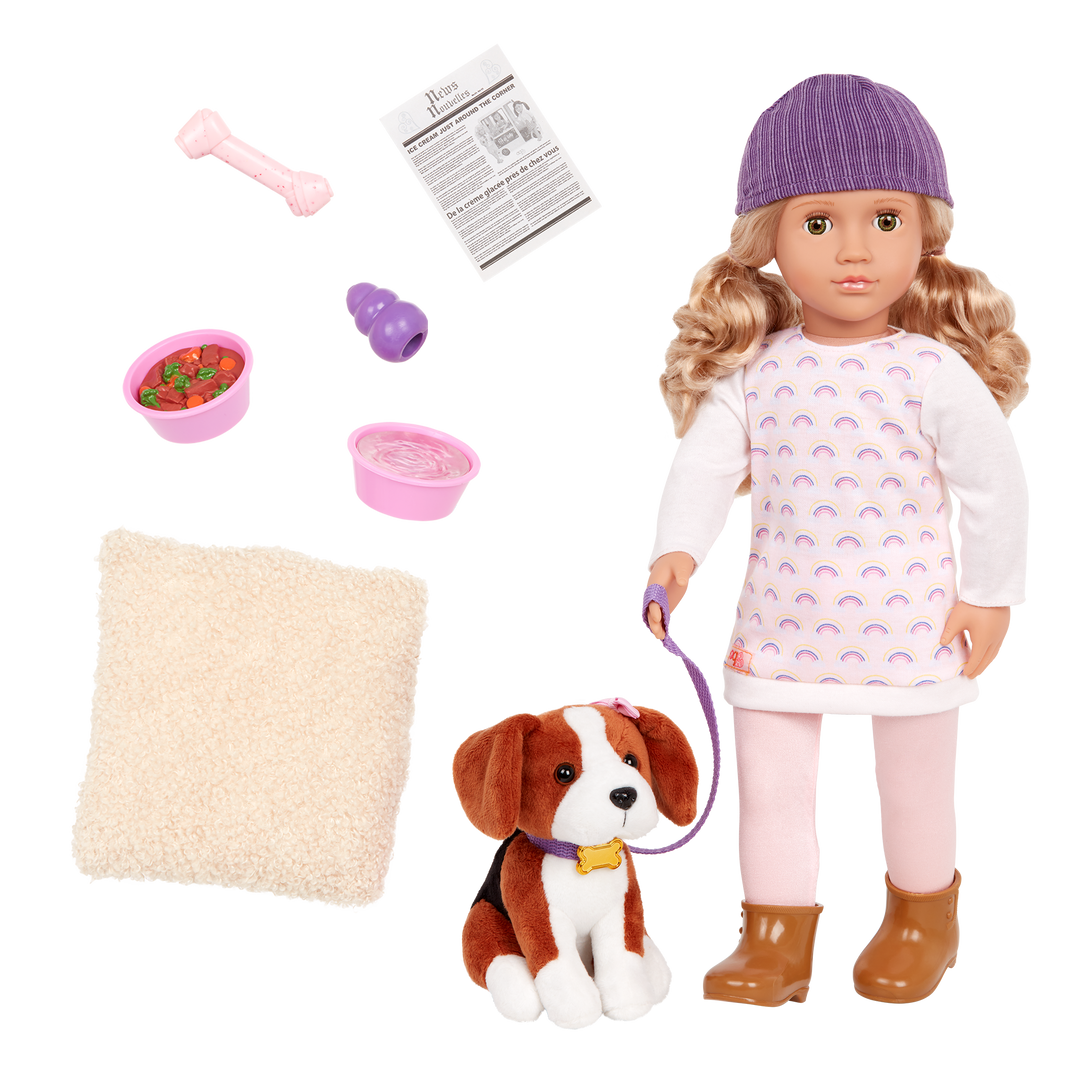 BD31441_Our-Generation-18-inch-Doll-Ember-Pet-Dog-Plush-Elsie-MAIN.png Our Generation / Doll w/Pet Dog, - Image 1