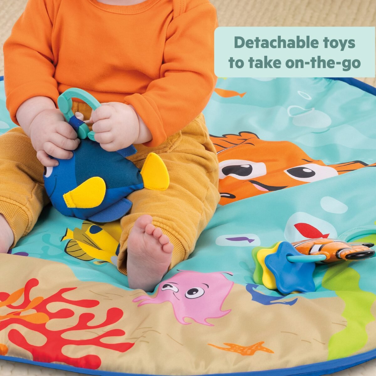 Bright Starts Disney Finding Nemo Mr. Ray Ocean Lights & Music Baby Activity Play Gym - Image 5
