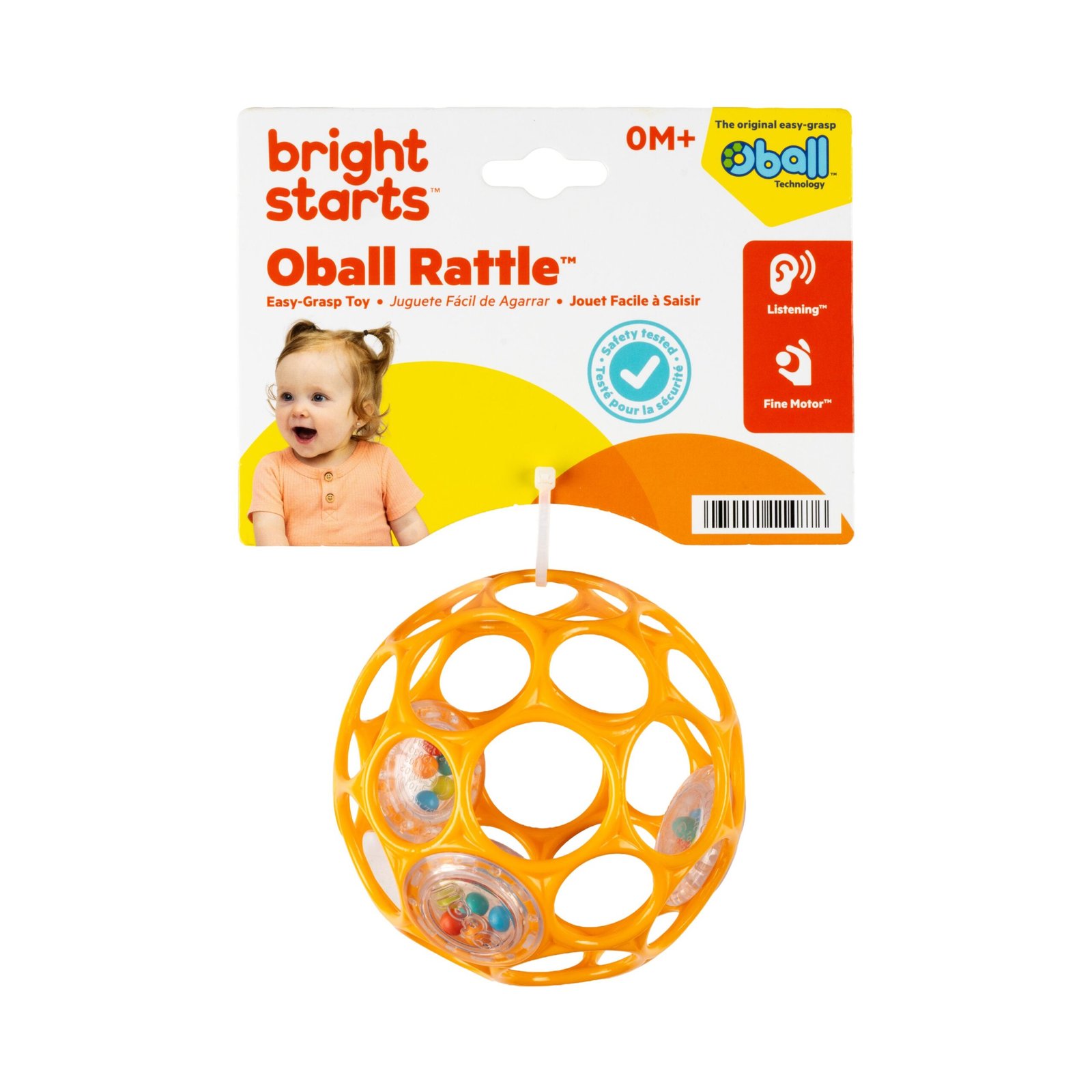 049fbd04539330acc1128326fe3b4dabeeaa82f0.jpg Bright Starts Oball Easy-Grasp Baby Rattle Toy – Orange - Image 1