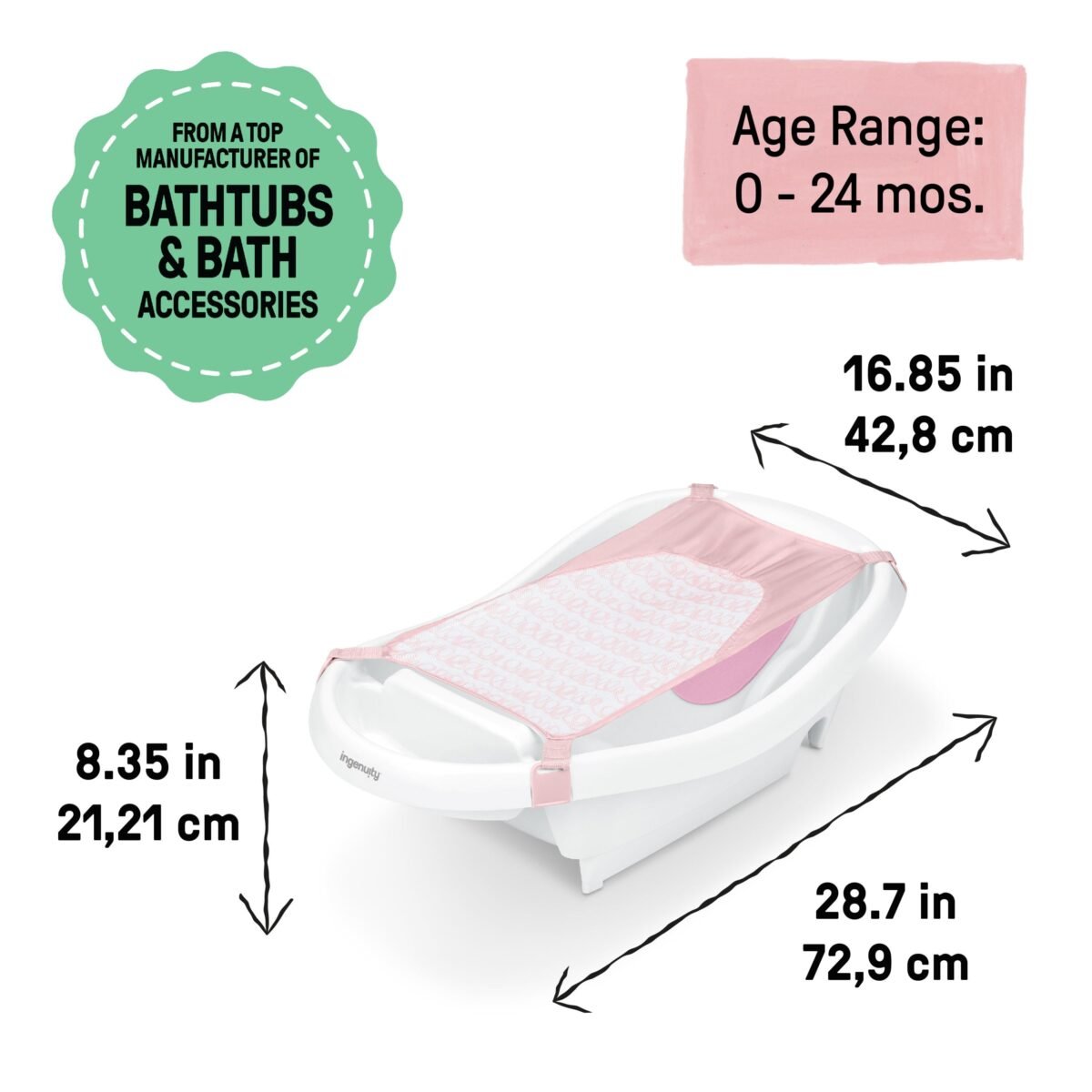Summer Comfy Clean Deluxe Newborn to Toddler Tub - Pink - Image 2