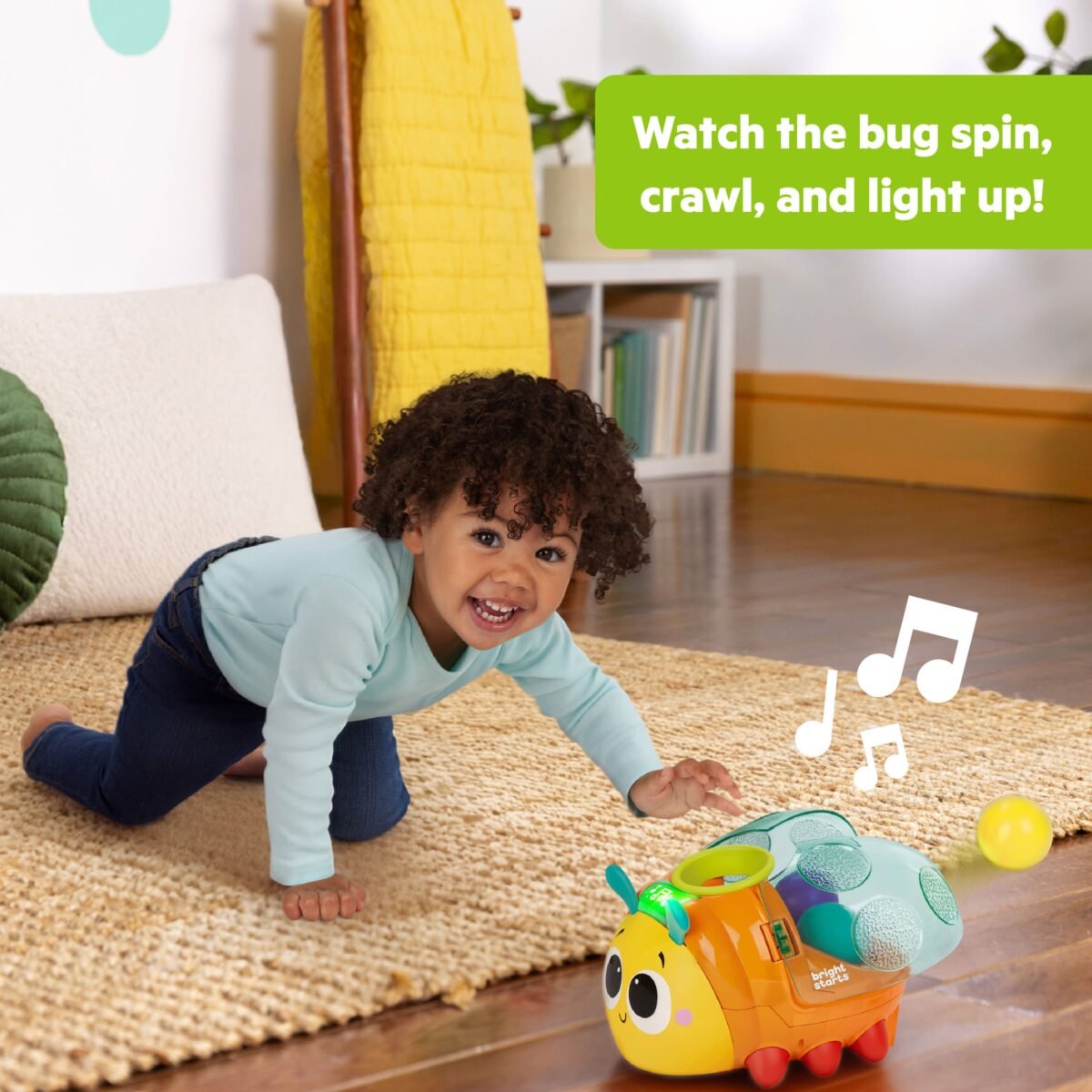 Bright Starts Spin 'n Chase Bug Ball Popper Toy with Lights & Music - Image 4