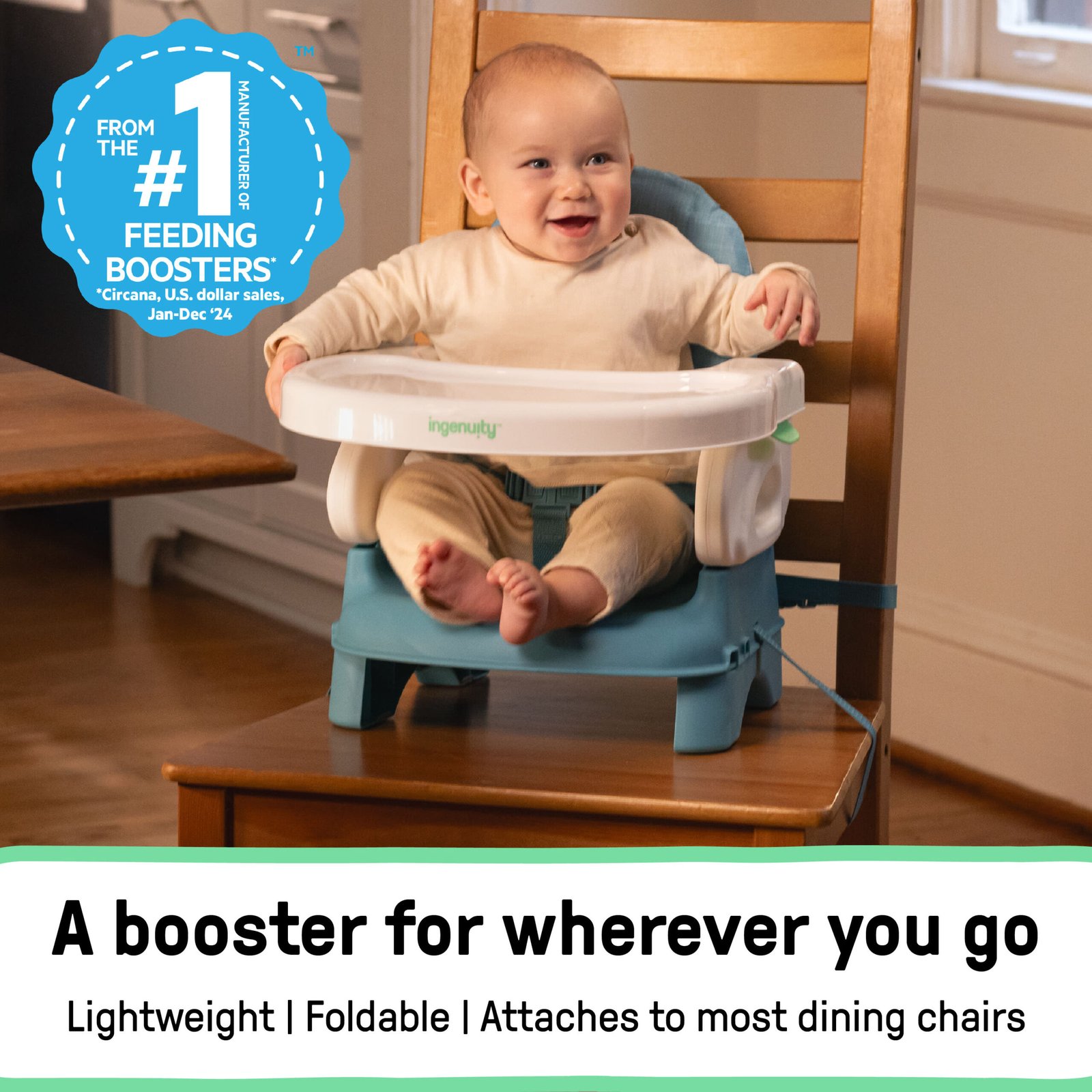17e326c1172c8b2bab2cf9500dc08d8494a47fc3.jpg Ingenuity Comfort Folding Booster Seat - Teal - Image 1