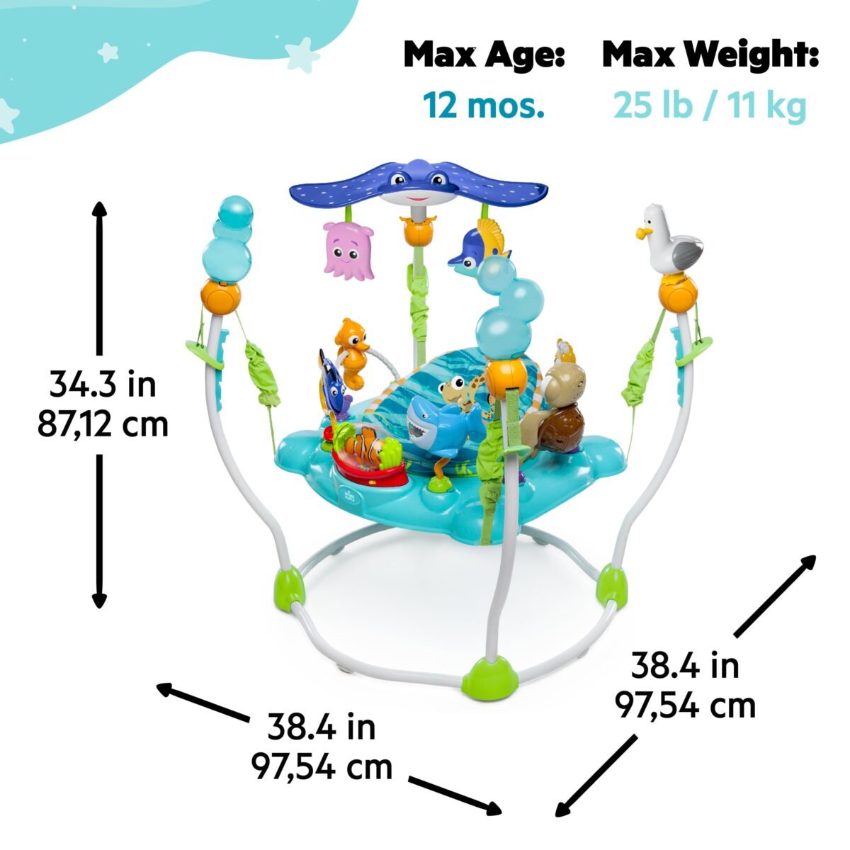 Bright Starts Disney Finding Nemo Sea of Activities Baby Activity Jumper with Music & Toys - Image 2