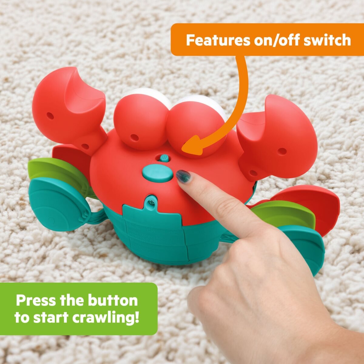 Bright Starts Rockin' Crawling Crab Interactive Baby Toy with Music & Dancing – Red - Image 6
