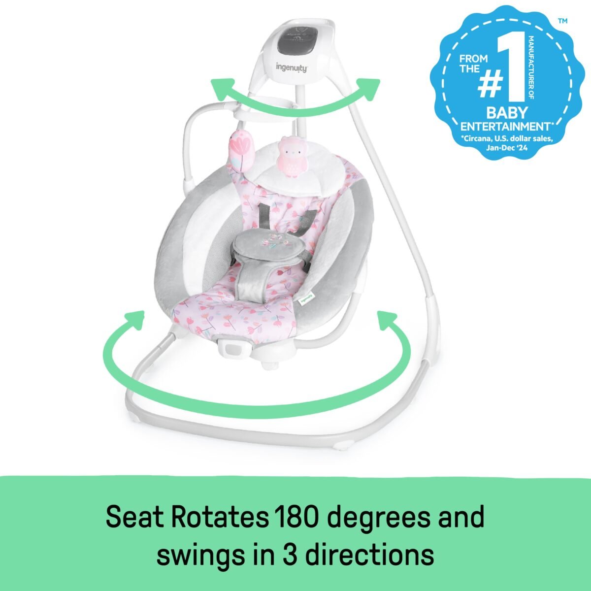 Ingenuity SimpleComfort Multi-Direction Compact Vibrating Baby Swing - Cassidy - Image 2