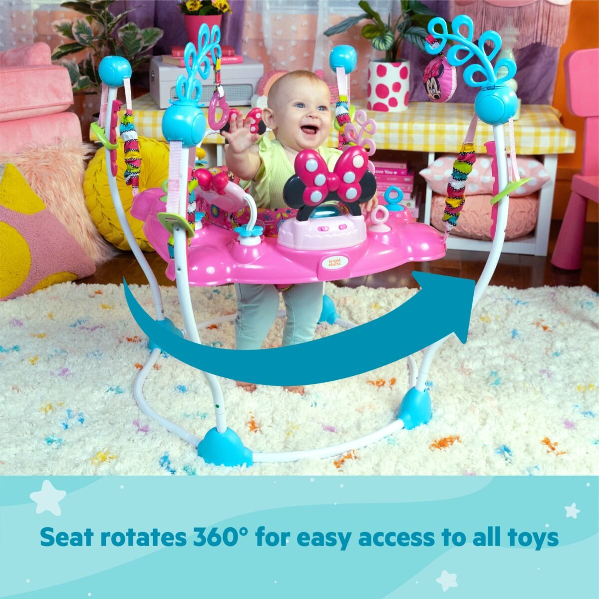 Bright Starts Disney Minnie Mouse PeekABoo Baby Activity Jumper with Interactive Toys - Image 4