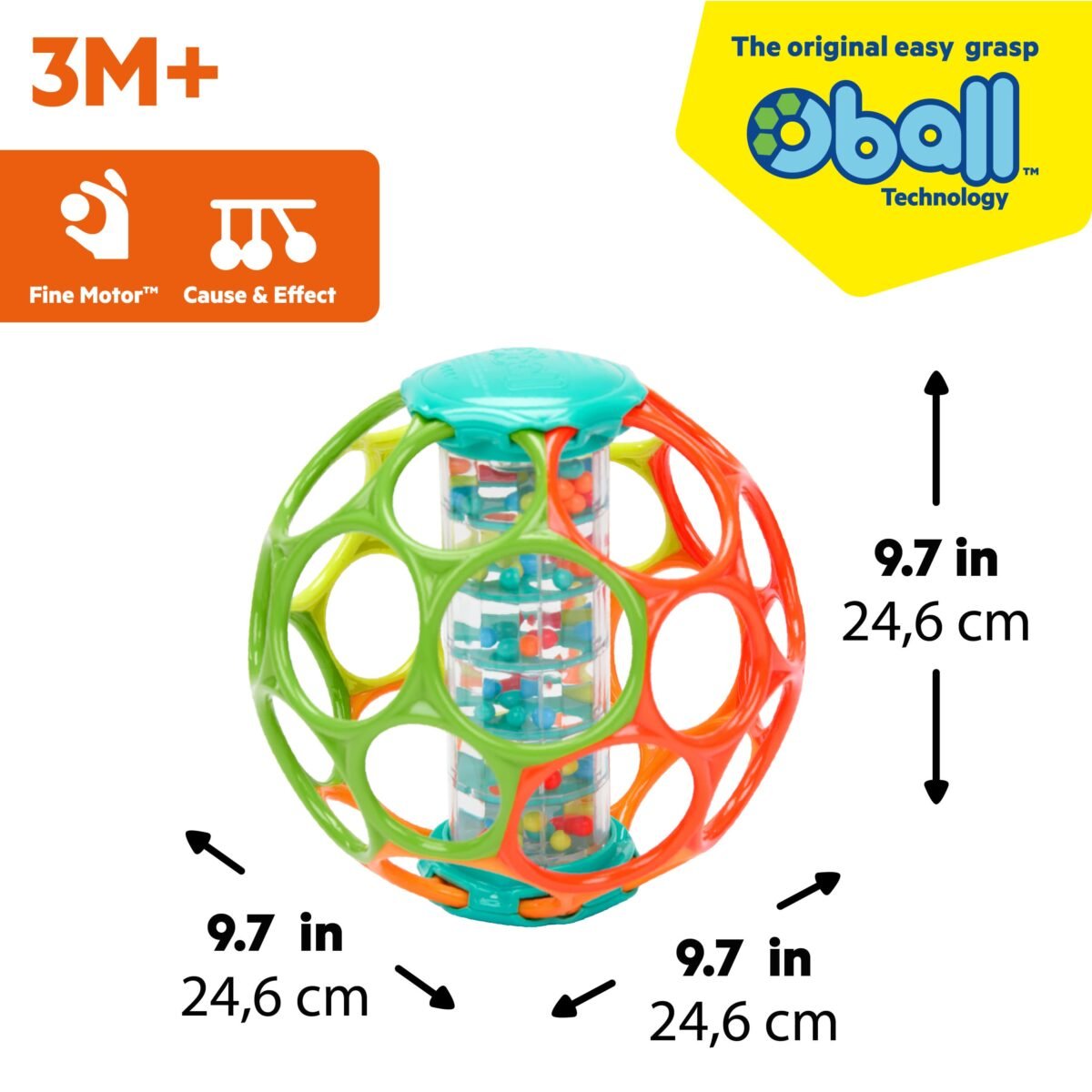 Bright Starts Oball Rainstick Baby Rattle Toy with Colorful Beads - Image 6