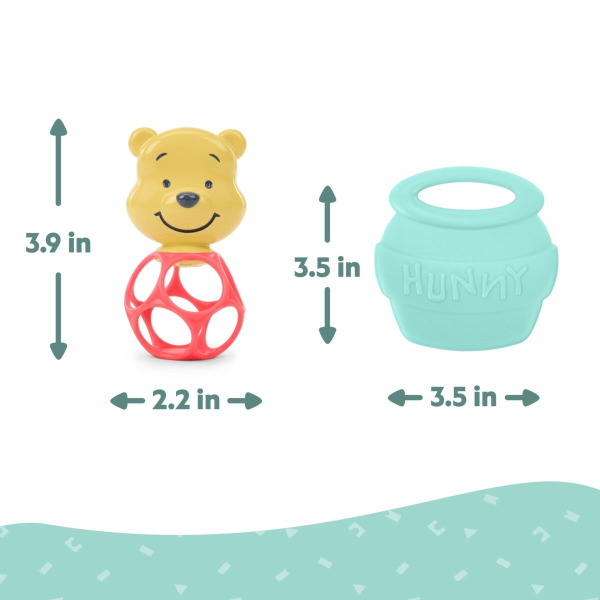 Bright Starts Disney Winnie the Pooh Hunny 'N Shake & Teether 2-Pack Baby Toy Set - Image 5