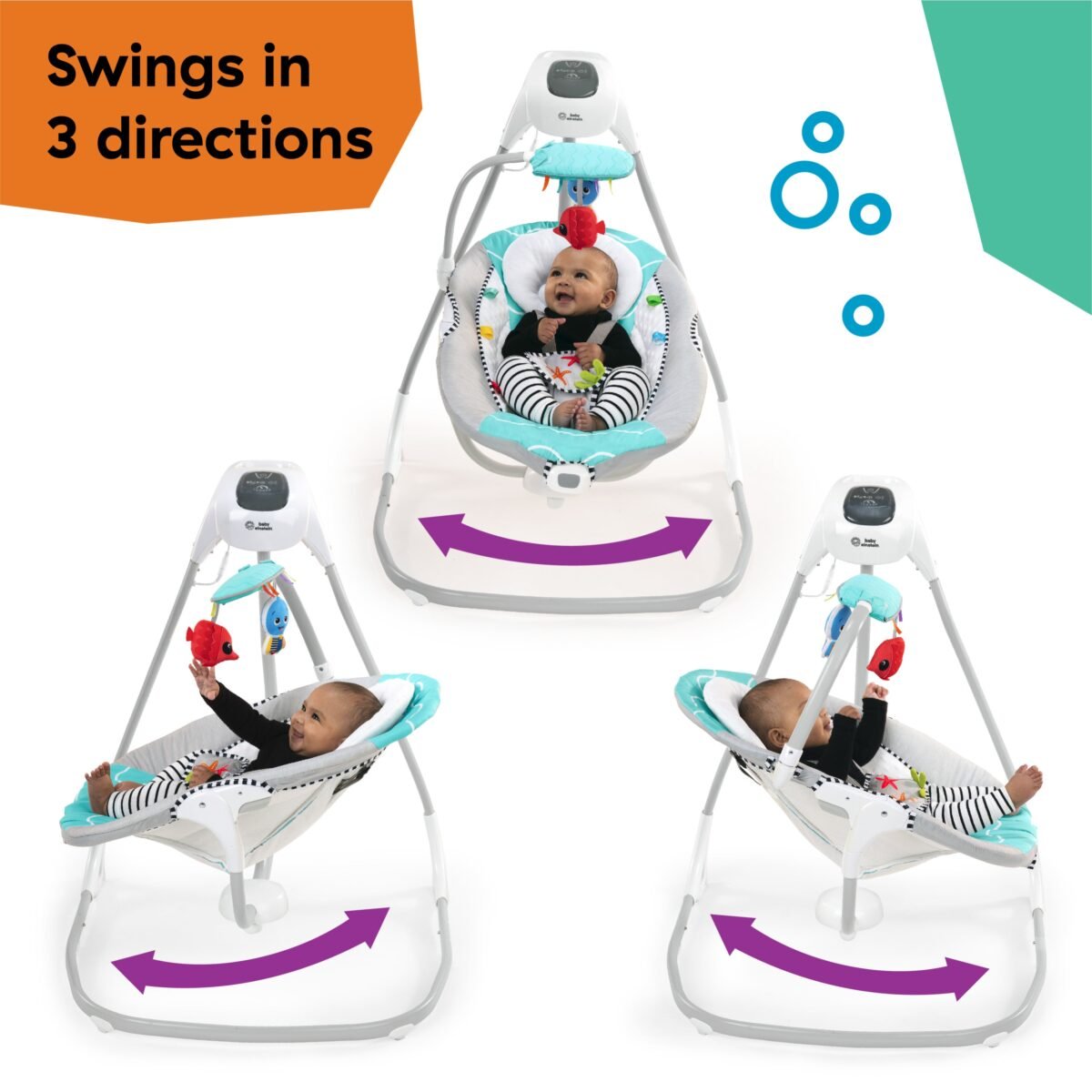 Baby Einstein Ocean Explorers Compact Vibrating Baby Swing – Grey | Soothing Musical Infant Swing | Ages 0–9 Months - Image 4