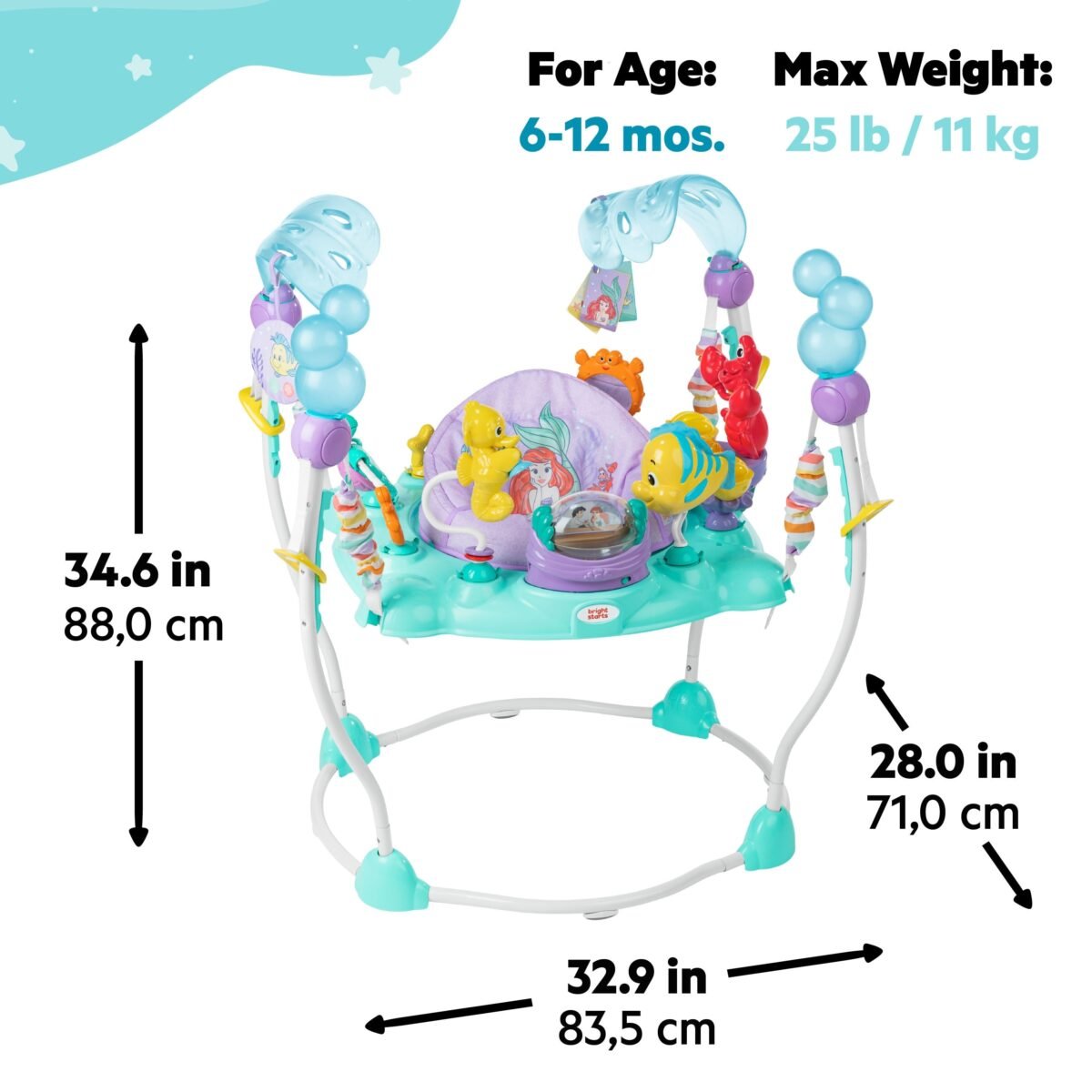 Bright Starts Disney The Little Mermaid Sea of Activities Baby Activity Jumper - Image 4