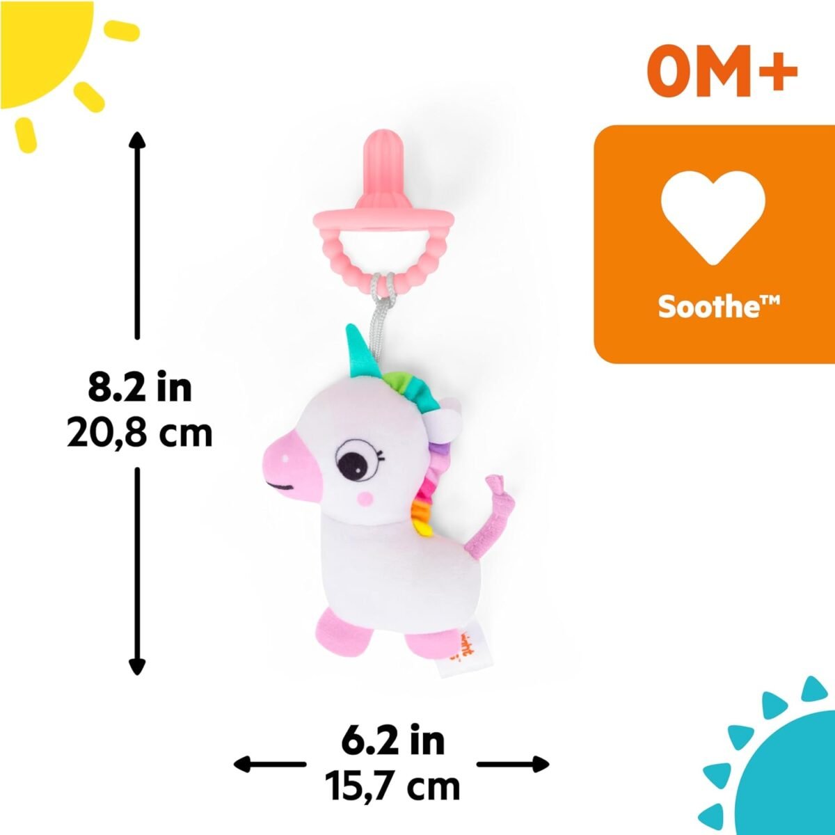 Bright Starts SootheMate Unicorn Plush Baby Teether Toy - Image 2
