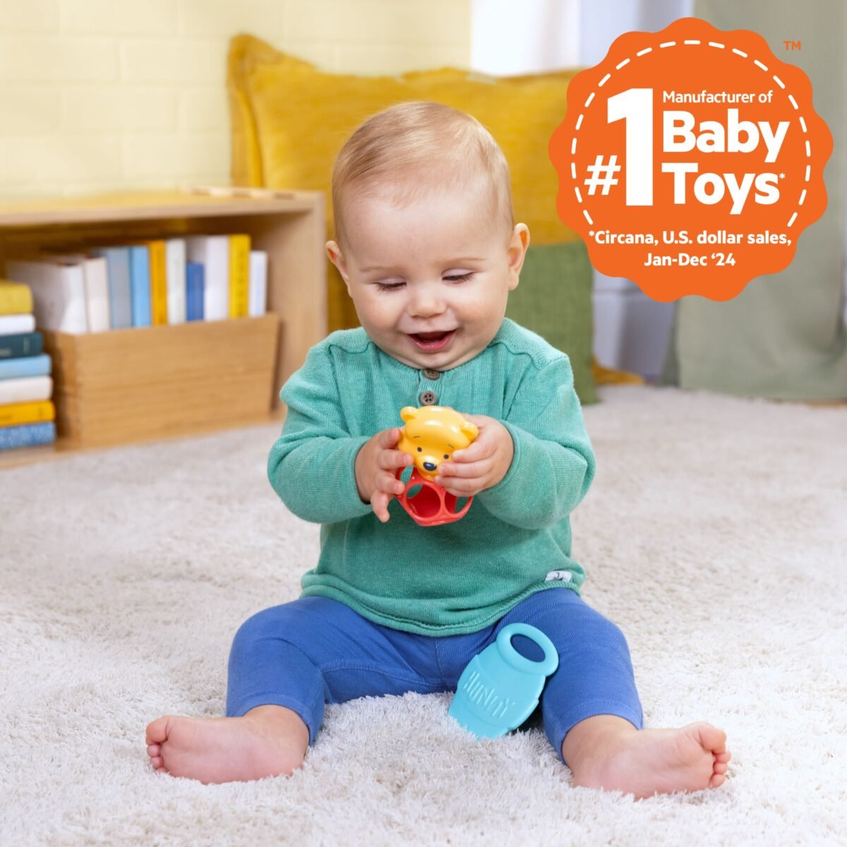 Bright Starts Disney Winnie the Pooh Hunny 'N Shake & Teether 2-Pack Baby Toy Set - Image 2