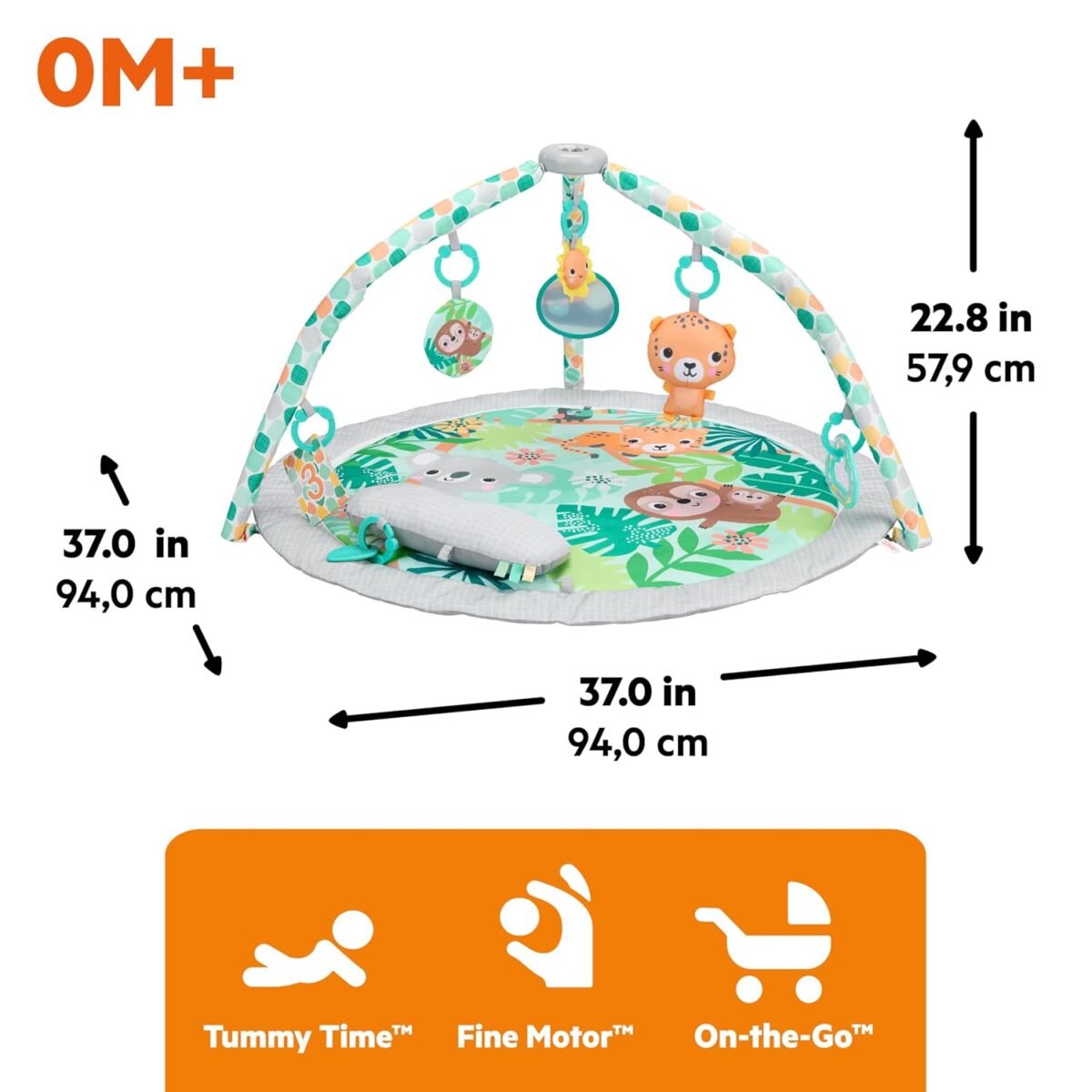 Bright Starts Wild Rainforest Foldaway Baby Activity Gym with Developmental Toys - Image 3