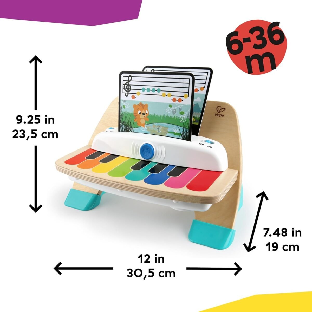 Baby Einstein Hape Magic Touch Piano Wooden Musical Baby & Toddler Toy | Interactive Learning Piano | Ages 6+ Months - Image 2