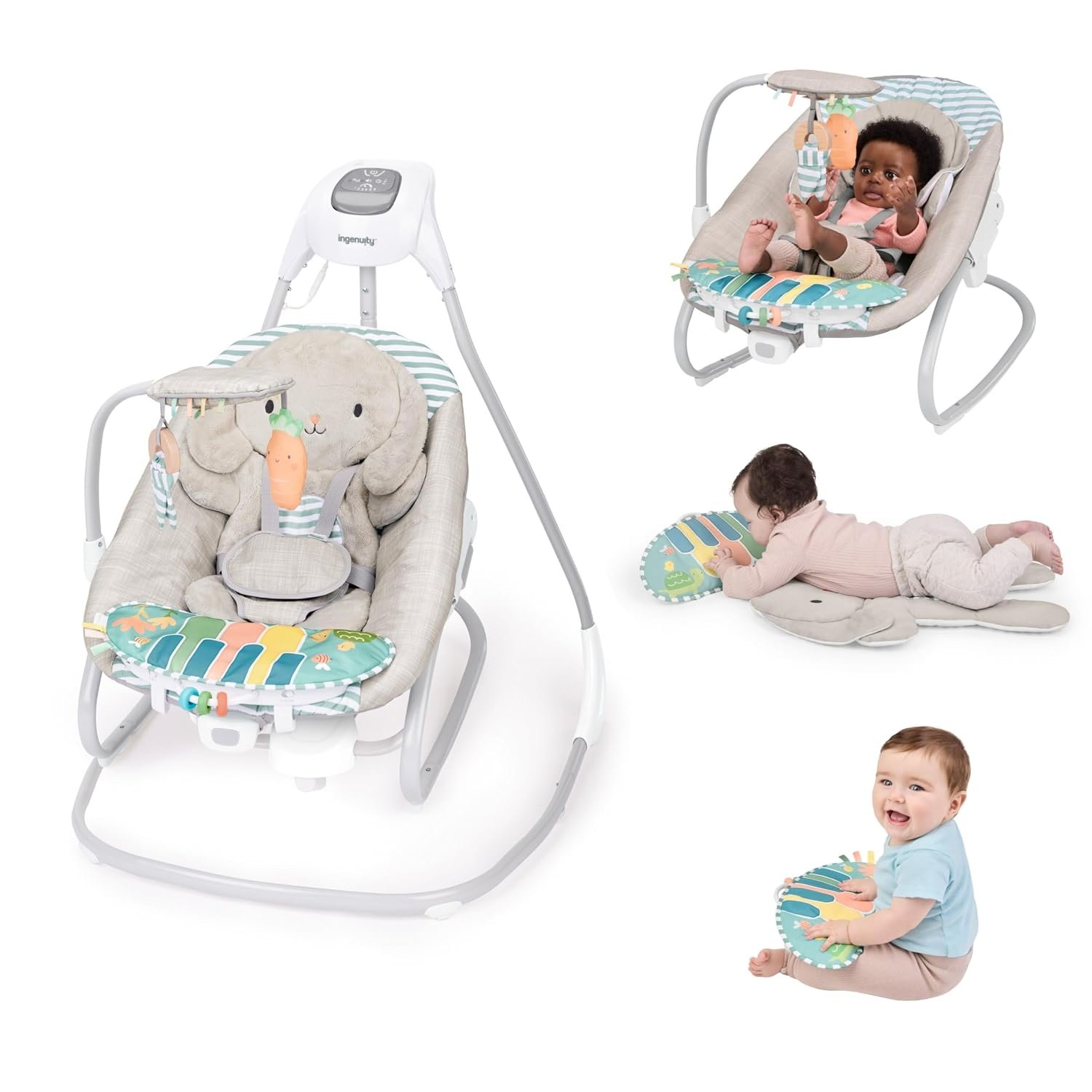 71YD1aki-ZL._SL1500_.jpg Ingenuity SimpleComfort Piano Playtime 4-in-1 Baby Swing & Rocker - Image 1