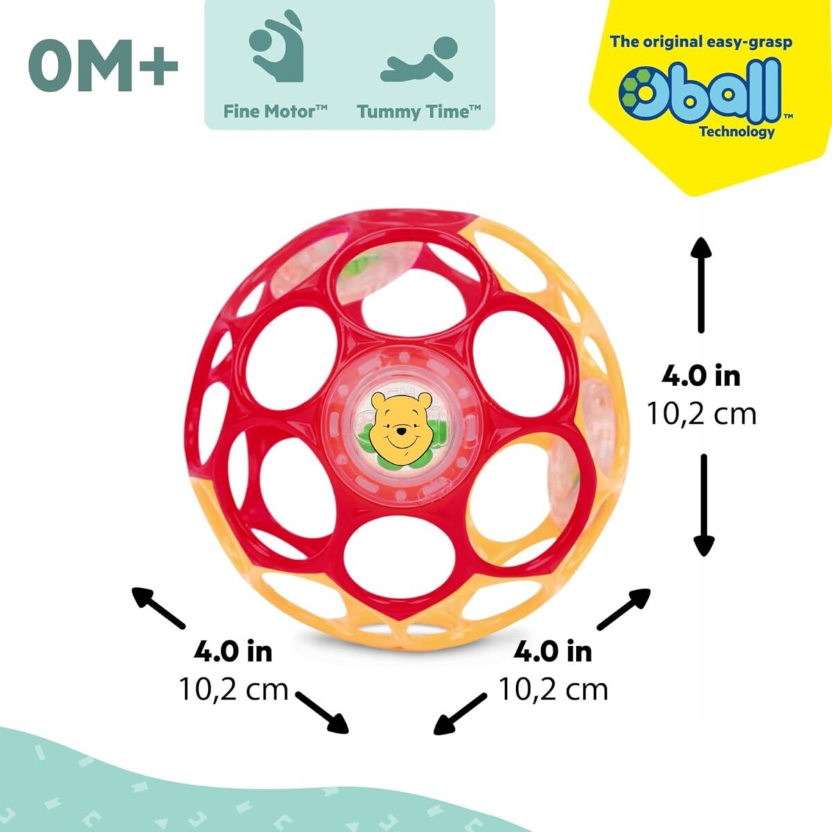 Bright Starts Disney Winnie the Pooh Oball Easy-Grasp Baby Rattle Toy - Image 4