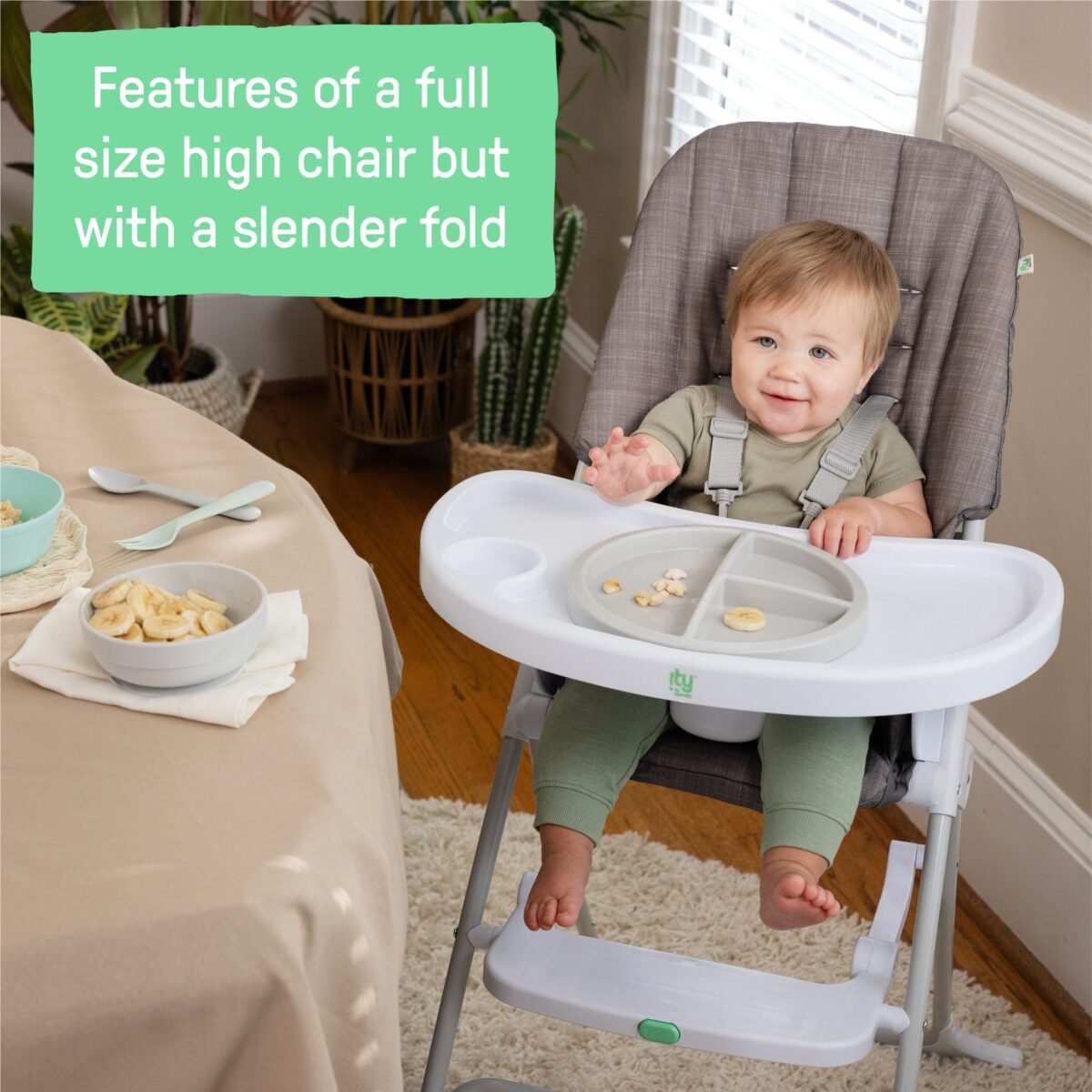 Ingenuity Sun Valley Compact Folding High Chair - Grey - Image 3