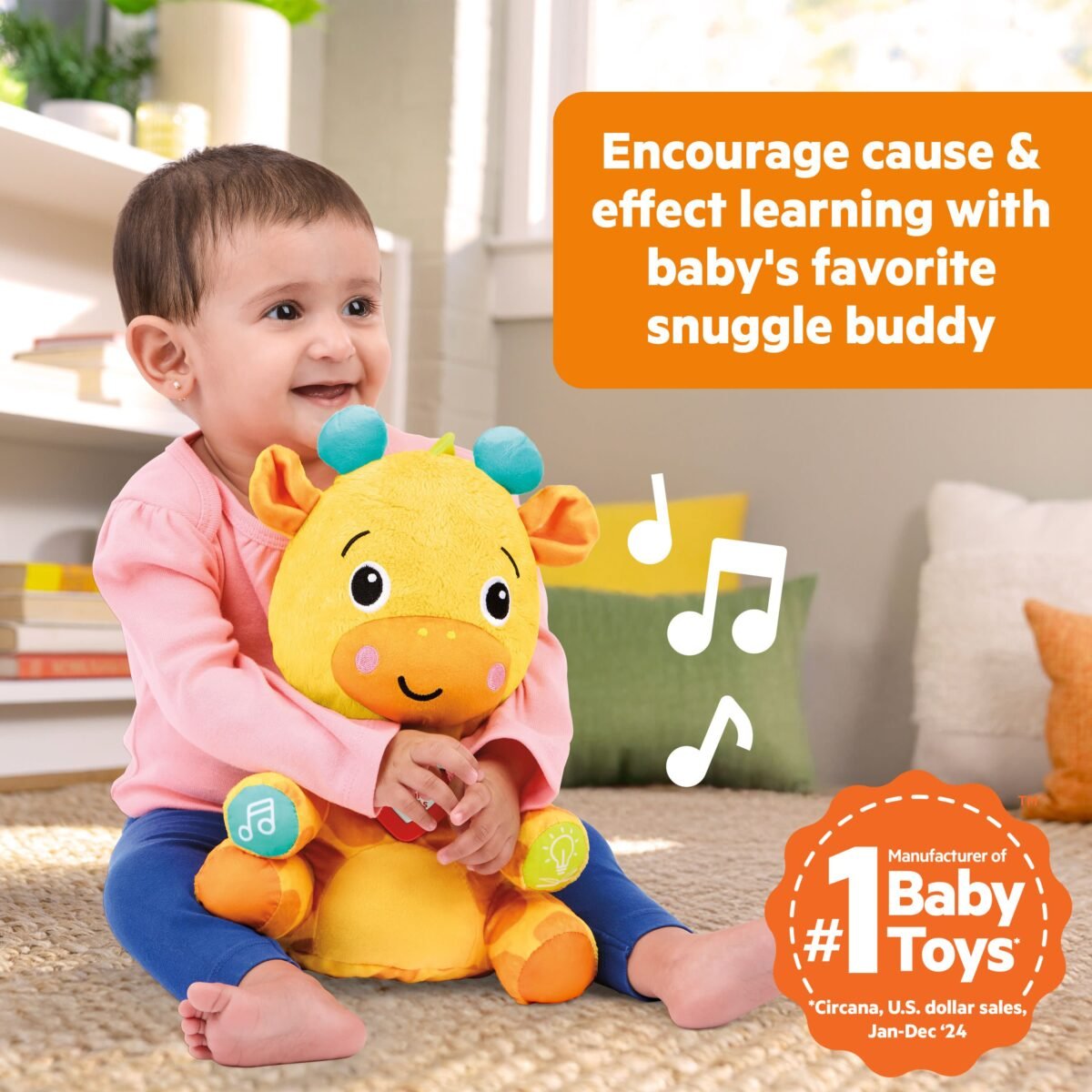 Bright Starts Chat & Cuddle Giraffe Musical Plush Toy with Soothing Melodies - Image 4