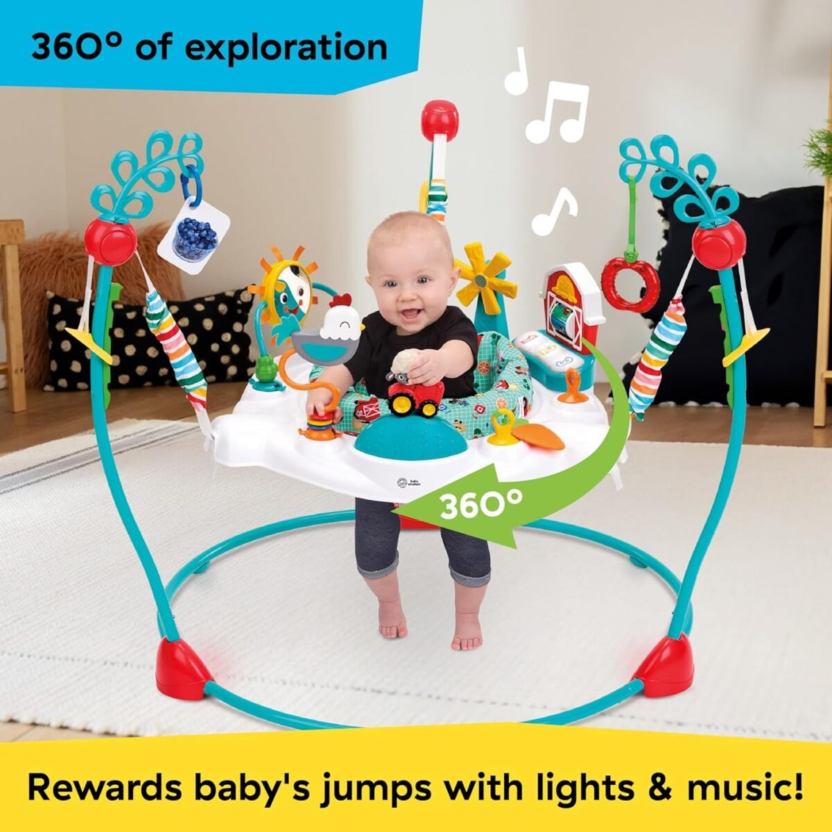Baby Einstein Farm Explorers Jump & Learn Barnyard 2-in-1 Activity Jumper | Interactive Baby Learning Center | Ages 6–12 Months - Image 4