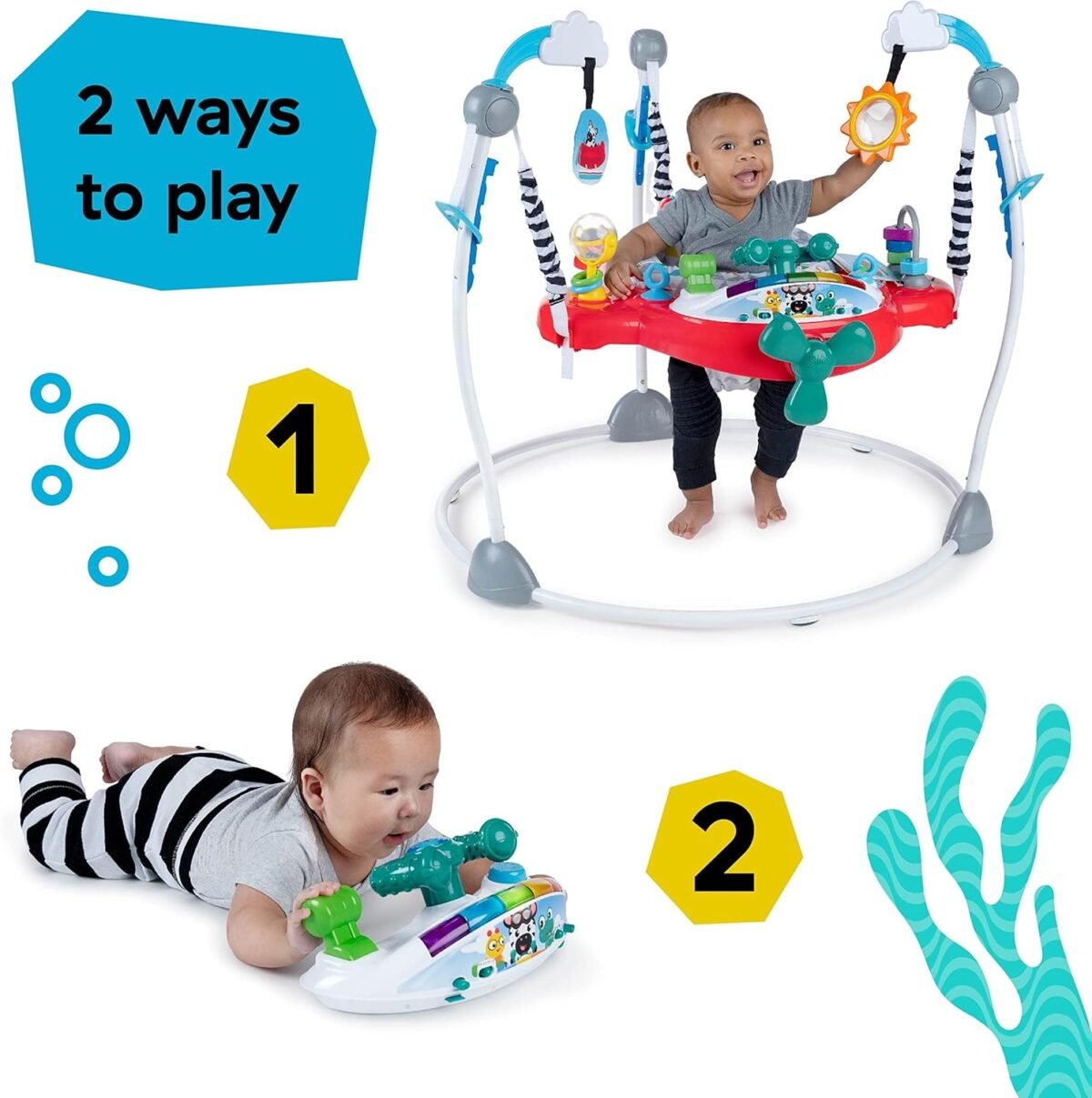 Baby Einstein Ocean Explorers Airplane Adventure 2-in-1 Activity Jumper | Interactive Baby Activity Center | Ages 6–12 Months - Image 2