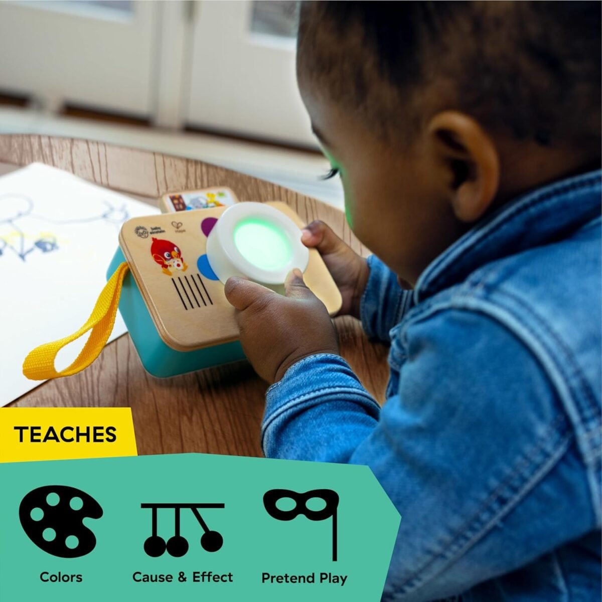 Baby Einstein Hape Learning Lens Toy Camera | Interactive Wooden Pretend Play Camera | Ages 6+ Months - Image 5