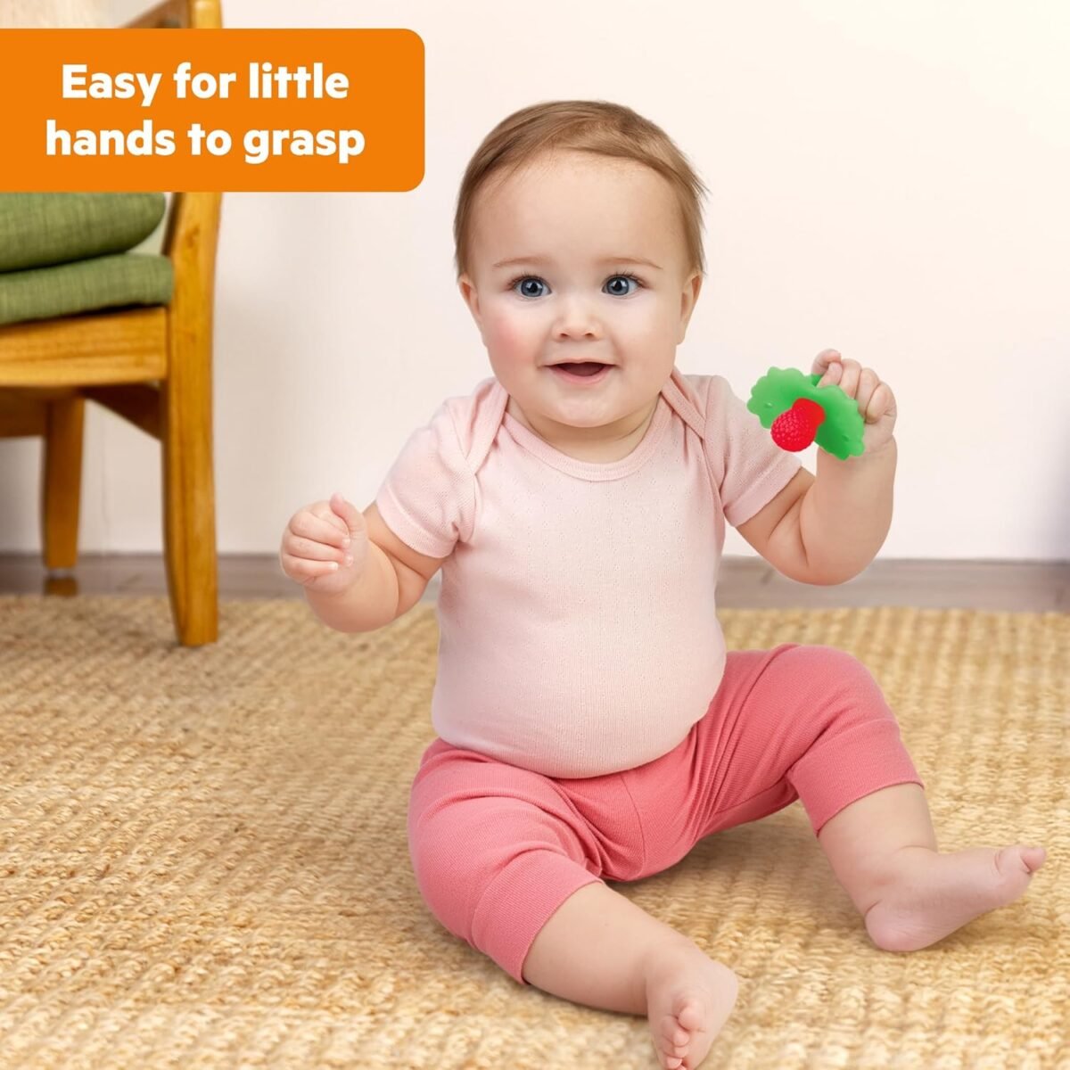 Bright Starts Raspberry Silicone Baby Teether for Soothing Sore Gums - Image 3