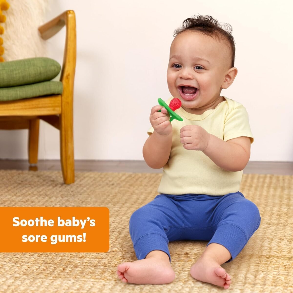 Bright Starts Raspberry Silicone Baby Teether for Soothing Sore Gums - Image 2