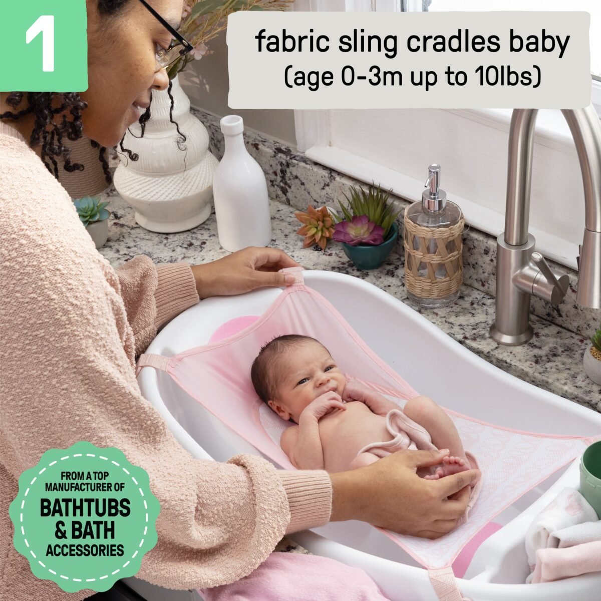 Summer Comfy Clean Deluxe Newborn to Toddler Tub - Pink - Image 5