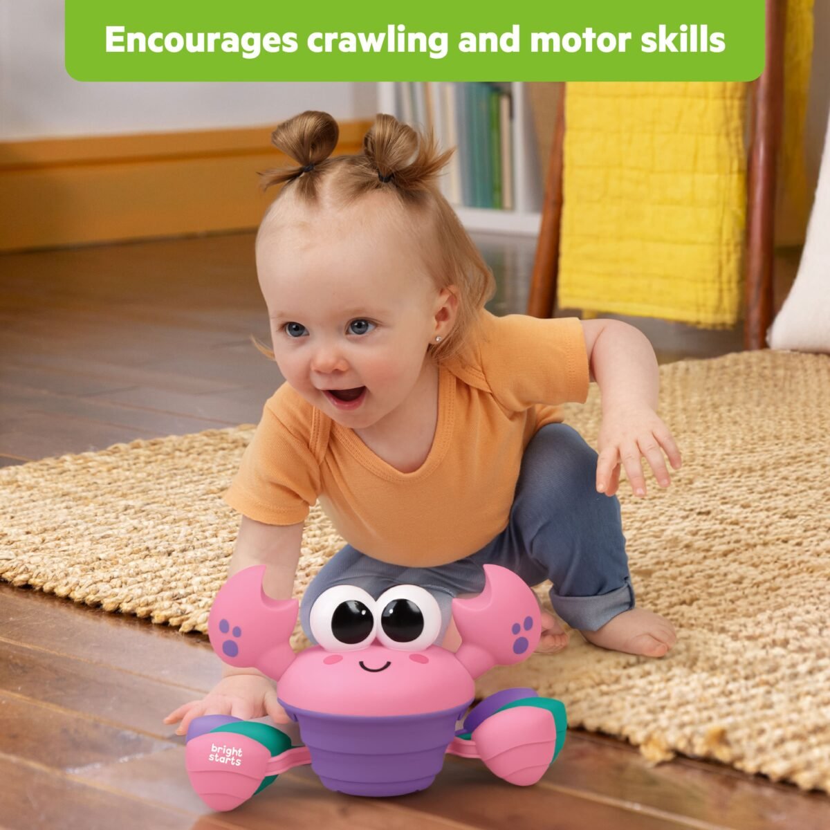 Bright Starts Rockin' Crawling Crab Interactive Baby Toy with Music & Dancing – Pink - Image 3