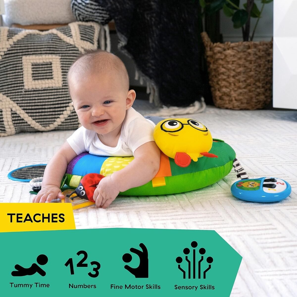 Baby Einstein Cal-a-Pillow Multisensory Tummy Time Activity Pillow | Developmental Baby Support Pillow | Ages 0+ Months - Image 3
