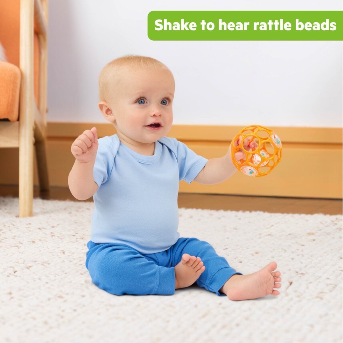 Bright Starts Oball Easy-Grasp Baby Rattle Toy – Orange - Image 3