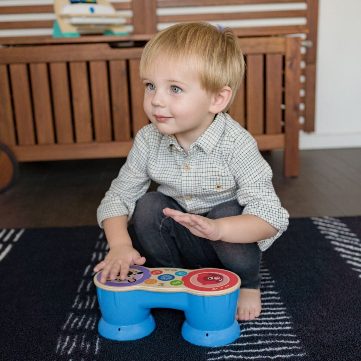 Baby Einstein Hape Magic Touch Wooden Drum Musical Toy | Interactive Wooden Drum for Early Music Learning | Ages 6+ Months - Image 5