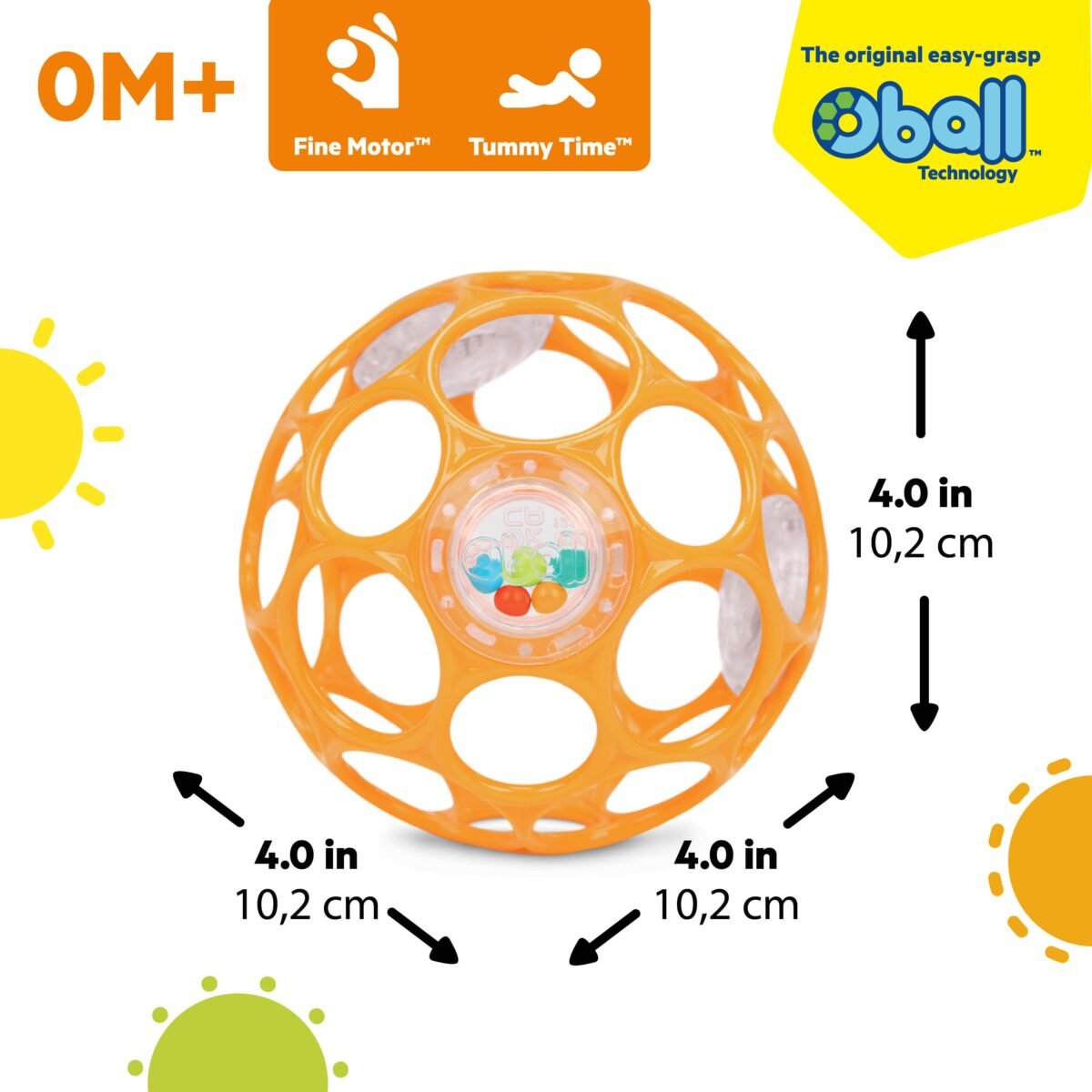 Bright Starts Oball Easy-Grasp Baby Rattle Toy – Orange - Image 6