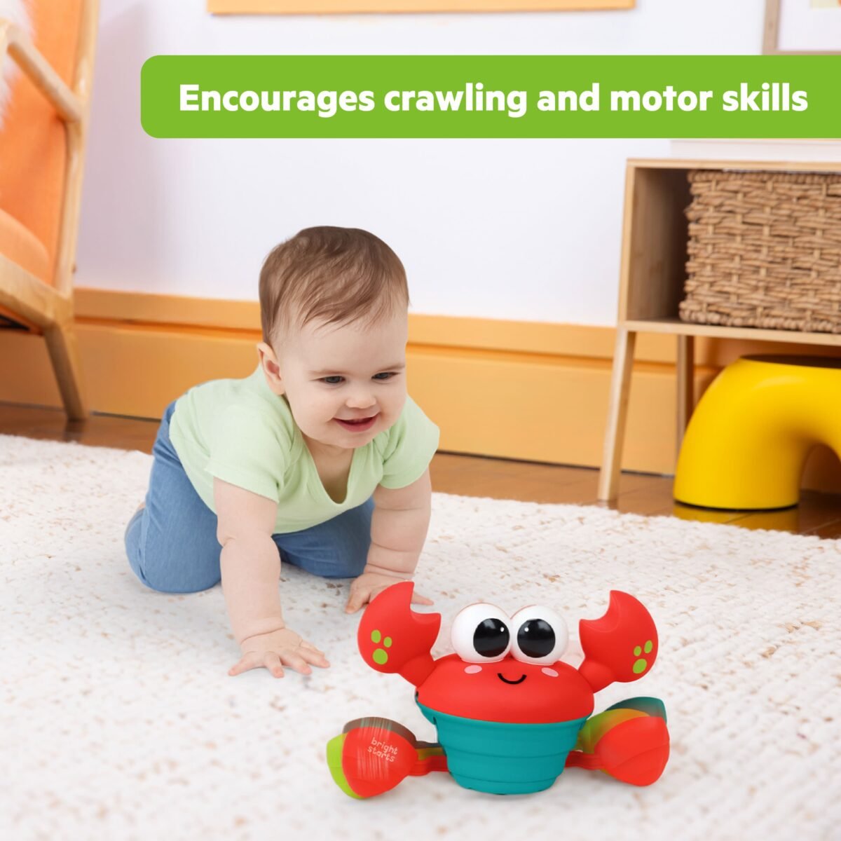 Bright Starts Rockin' Crawling Crab Interactive Baby Toy with Music & Dancing – Red - Image 3