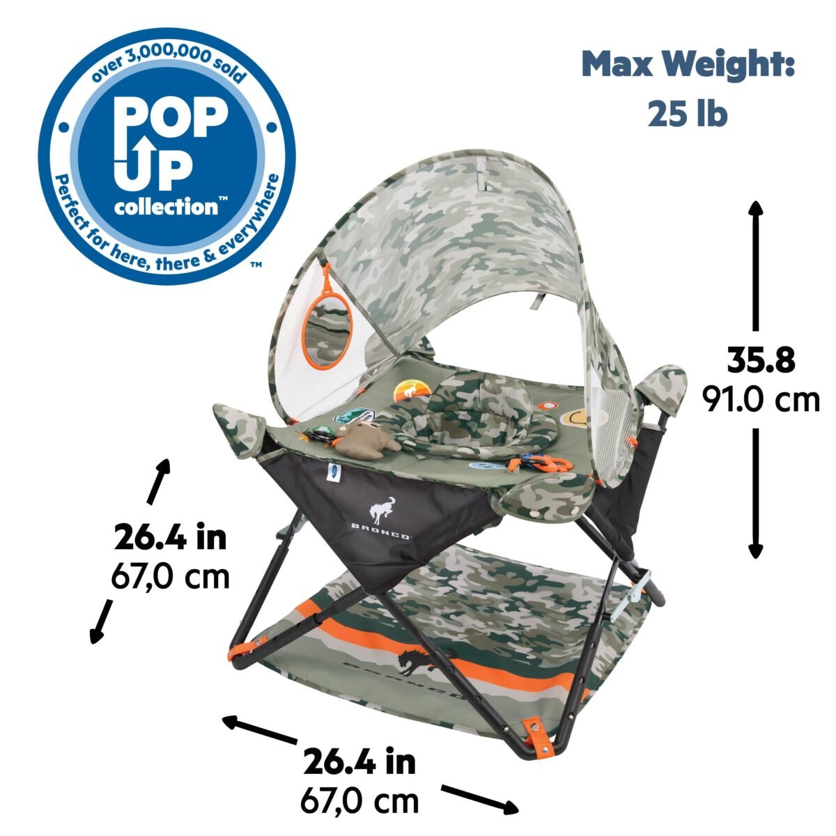 Bright Starts Ford Bronco Pop 'N Jump Portable Baby Activity Jumper with 360° Rotating Seat - Image 6