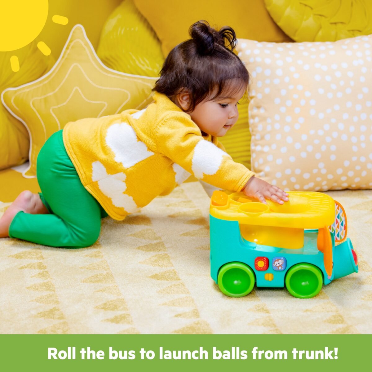 Bright Starts Pop & Roll Safari Bus Ball Play Toy with Lights & Sounds - Image 3